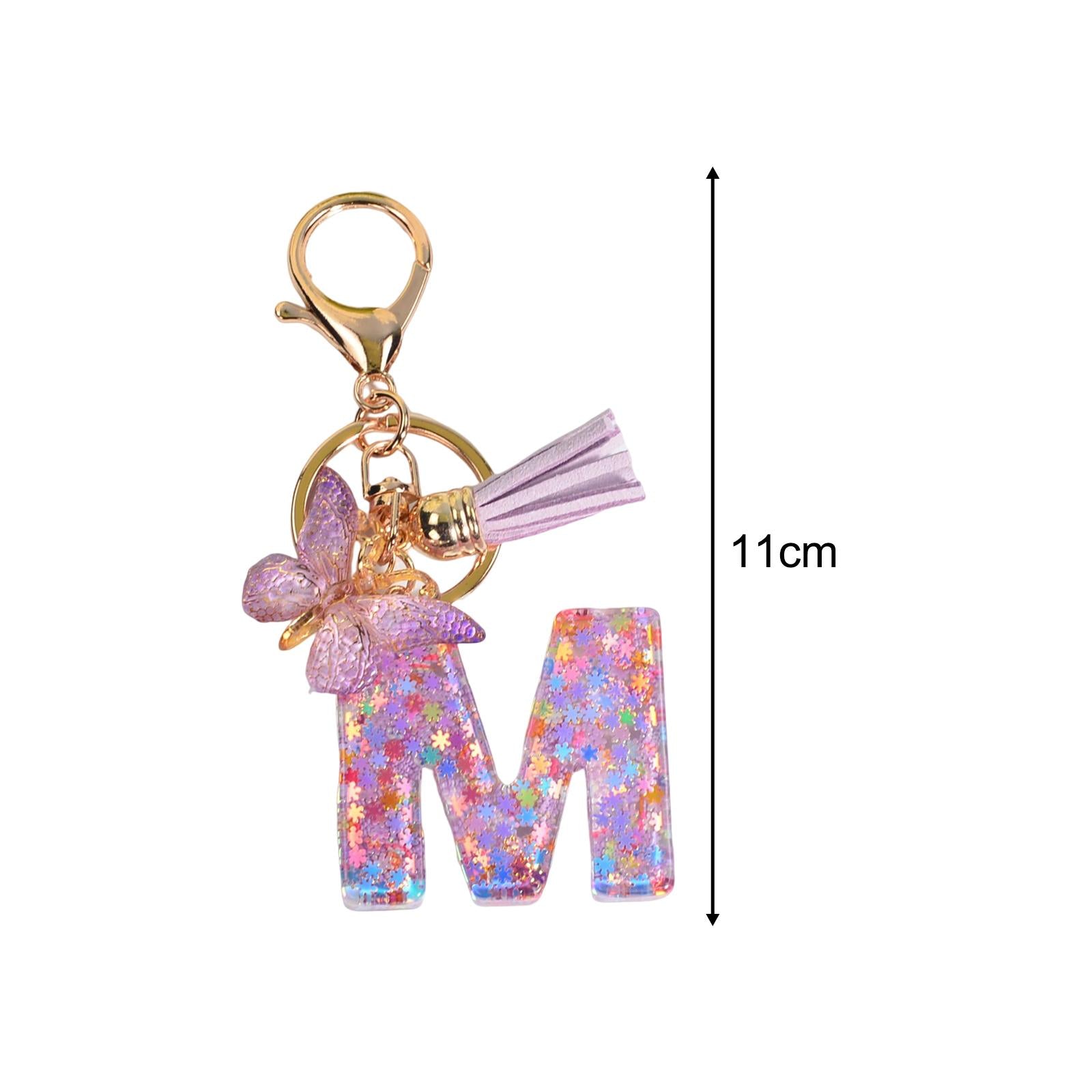 4xResin Keychain Ornaments Girls Women Gifts English Alphabet Keyring Keychain M