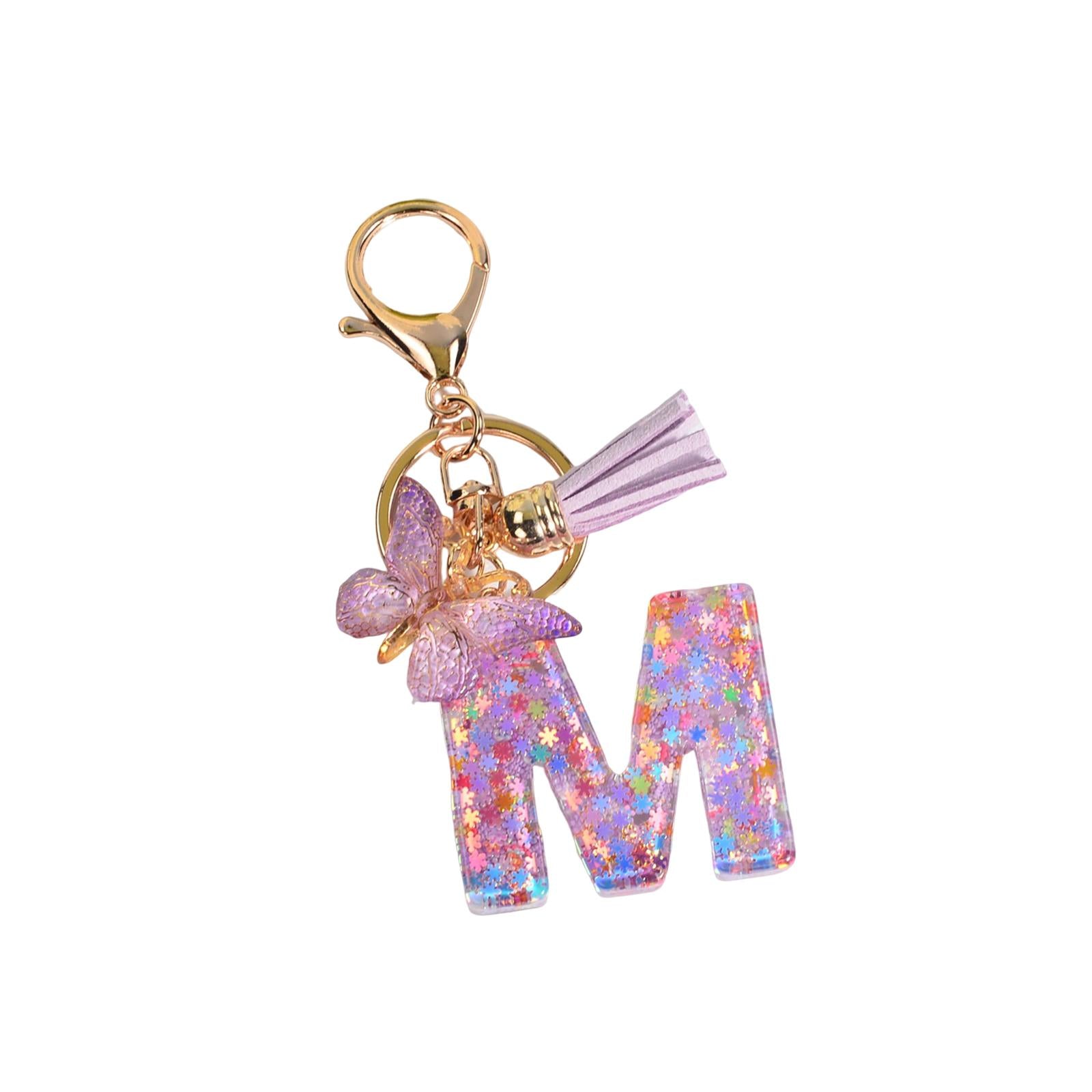 3xResin Keychain Ornaments Girls Women Gifts English Alphabet Keyring Keychain M