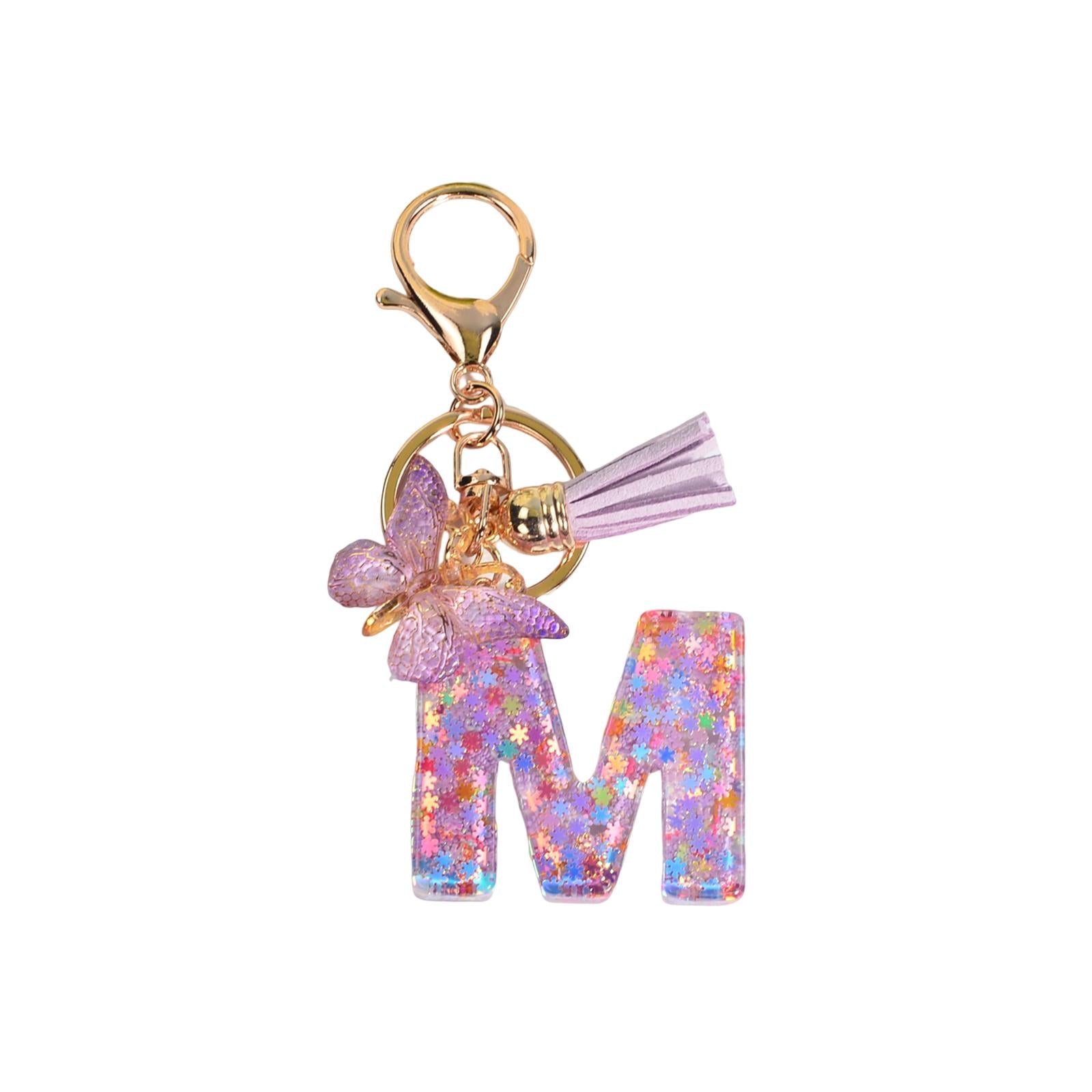 3xResin Keychain Ornaments Girls Women Gifts English Alphabet Keyring Keychain M