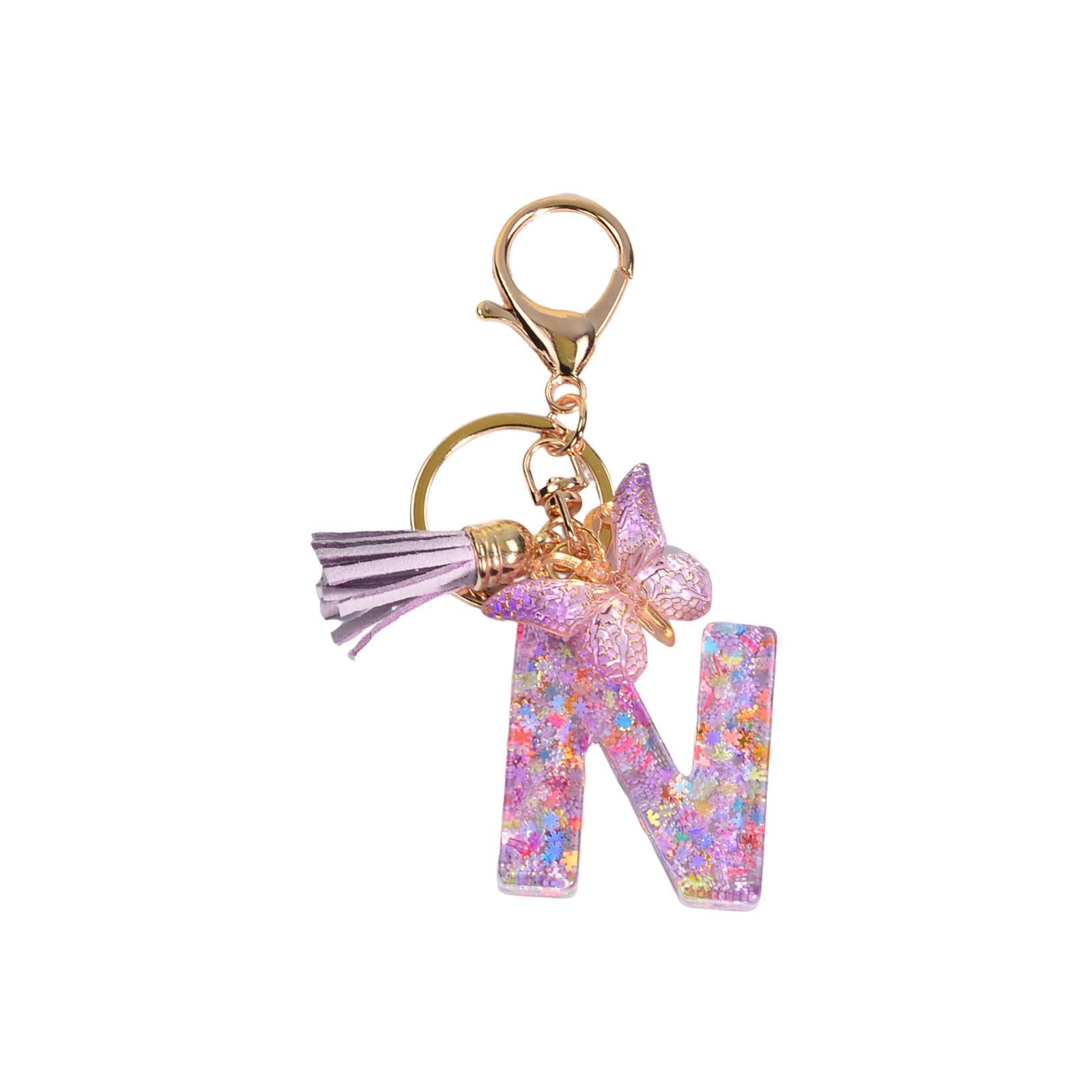 3xResin Keychain Ornaments Girls Women Gifts English Alphabet Keyring Keychain N