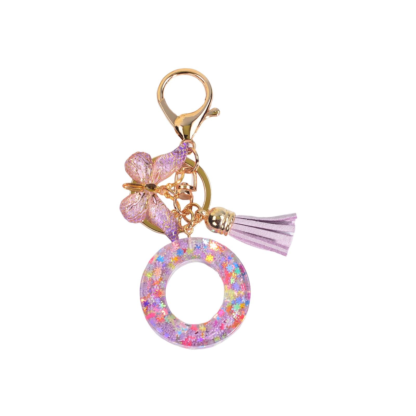 4xResin Keychain Ornaments Girls Women Gifts English Alphabet Keyring Keychain O