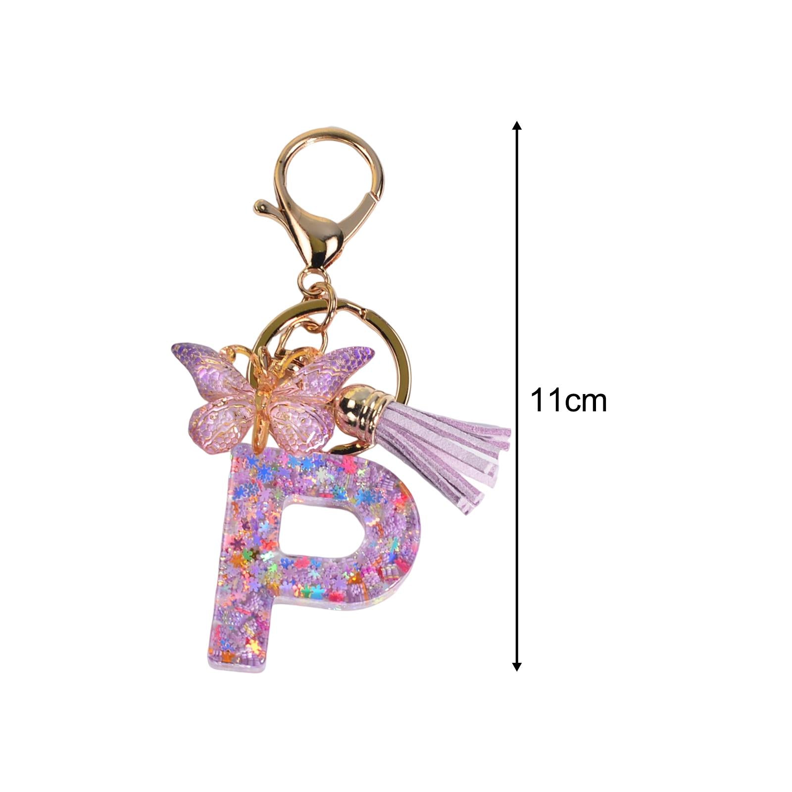3xResin Keychain Ornaments Girls Women Gifts English Alphabet Keyring Keychain P