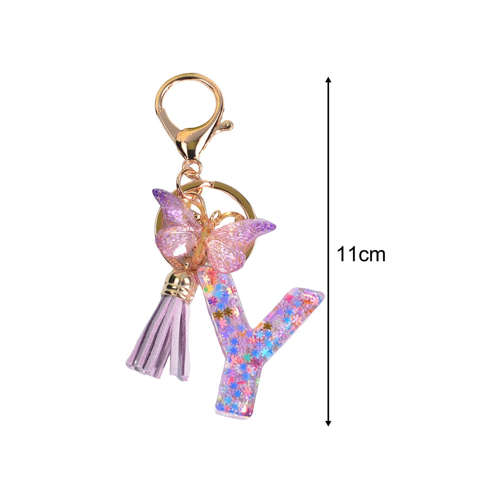 4xResin Keychain Ornaments Girls Women Gifts English Alphabet Keyring Keychain Y