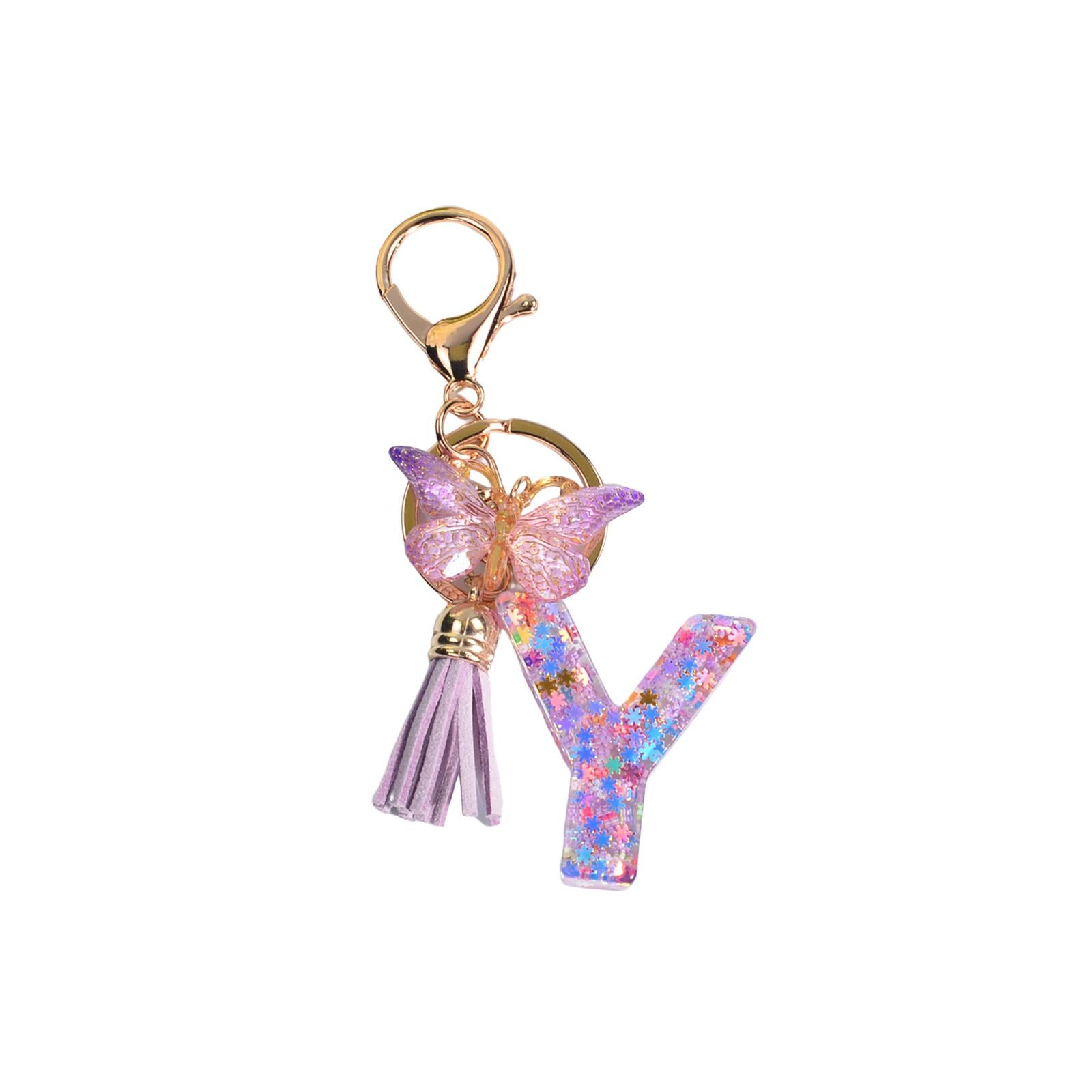 3xResin Keychain Ornaments Girls Women Gifts English Alphabet Keyring Keychain Y