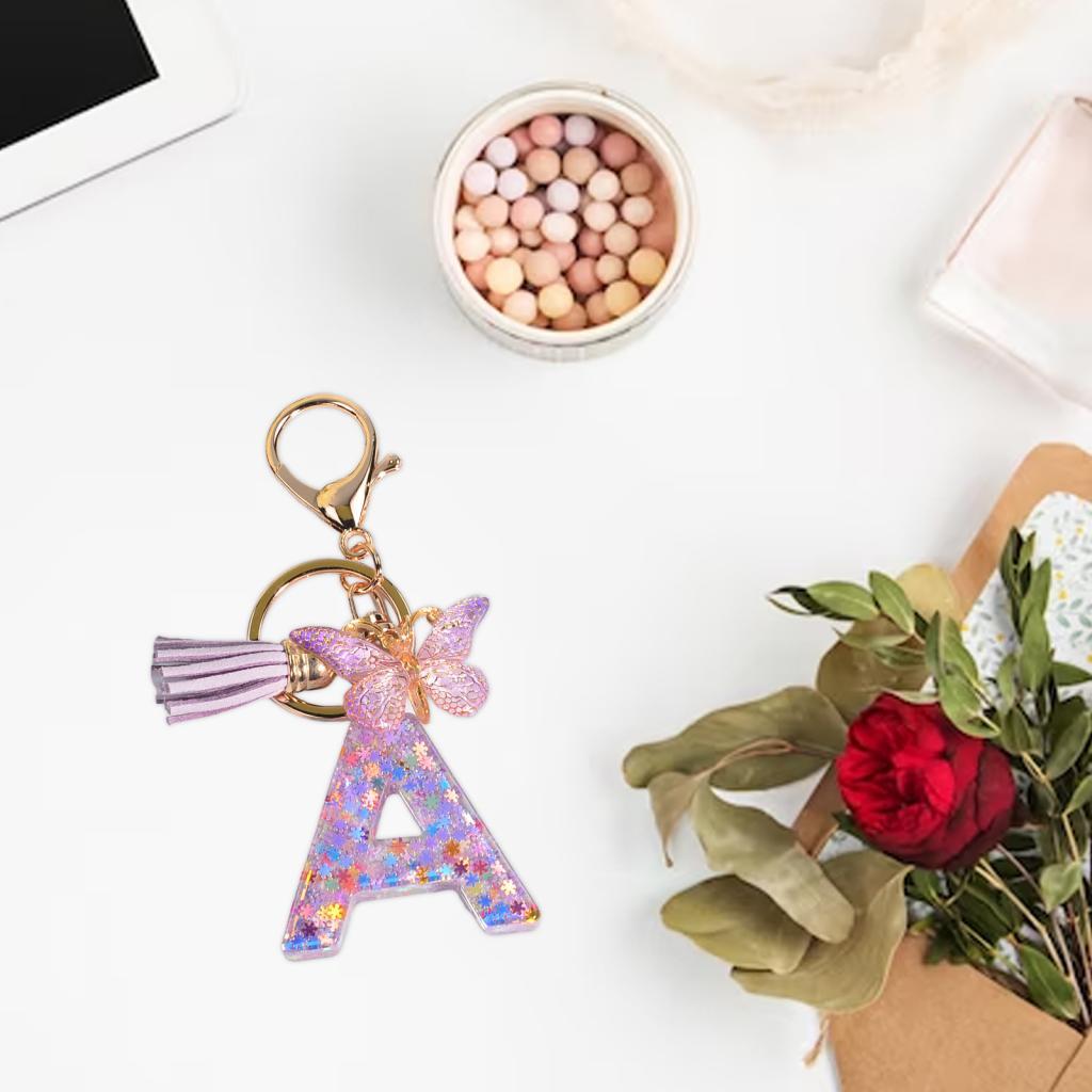 4xResin Keychain Ornaments Girls Women Gifts English Alphabet Keyring Keychain Z