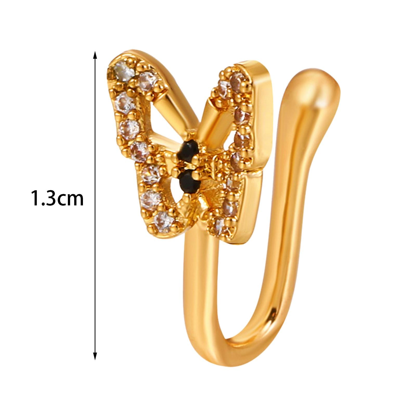 4xFake Nose Ring Rhinestone Copper No Piercing Clip on Nose Ring for Women Men Aureate