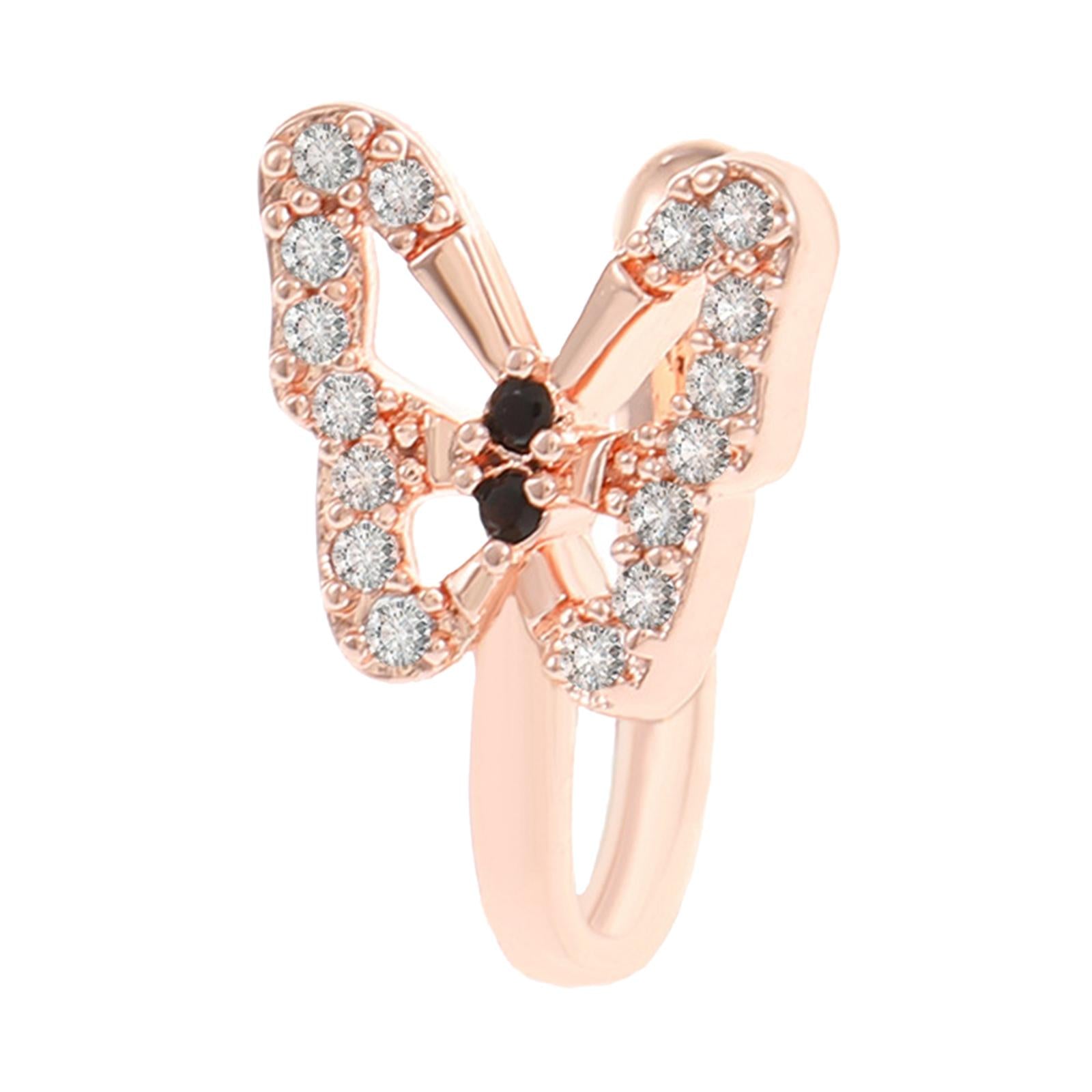 3xFake Nose Ring Rhinestone Copper No Piercing Clip on Nose Ring for Women Men Rose Aureate