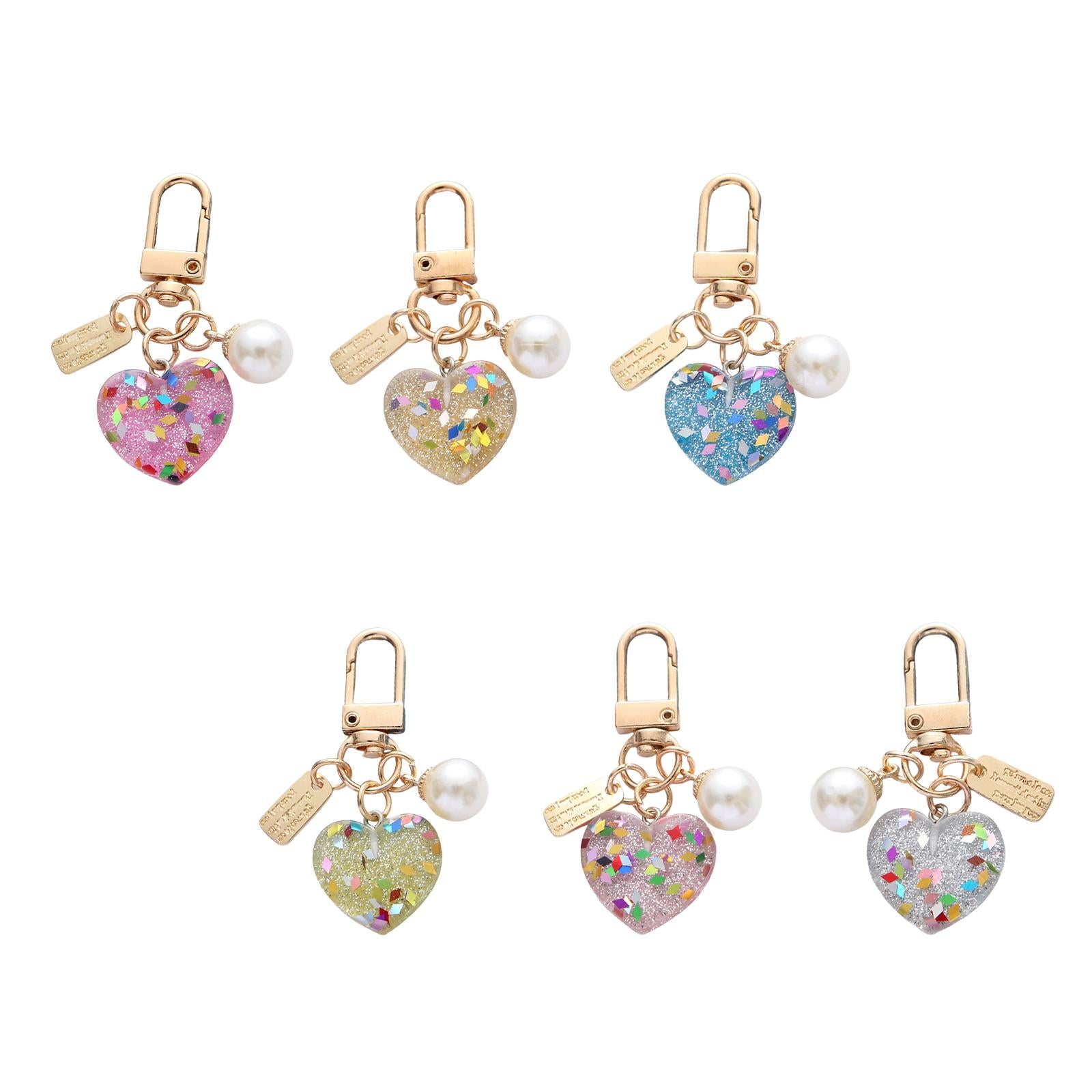 2xWomen Resin Heart Pendant Keychain Handbag Accessories Durable Lightweight