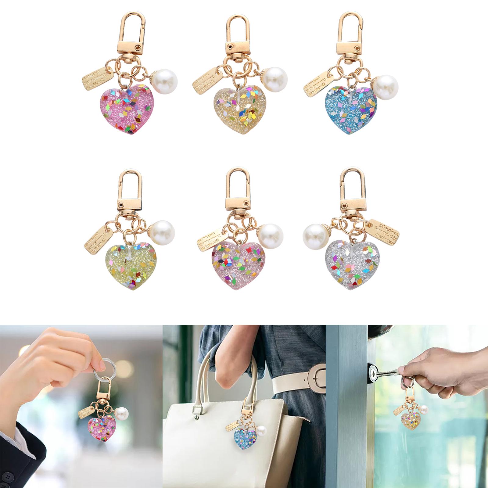 2xWomen Resin Heart Pendant Keychain Handbag Accessories Durable Lightweight