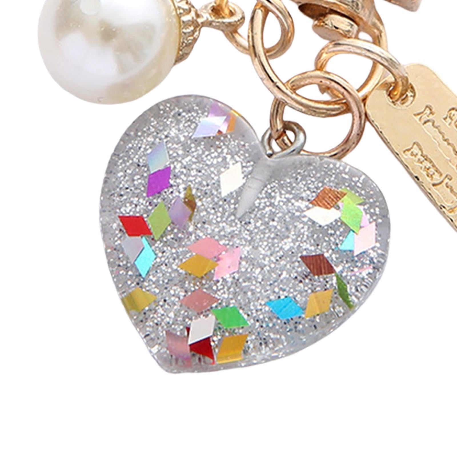 4xWomen Resin Heart Pendant Keychain Handbag Accessories Durable Lightweight