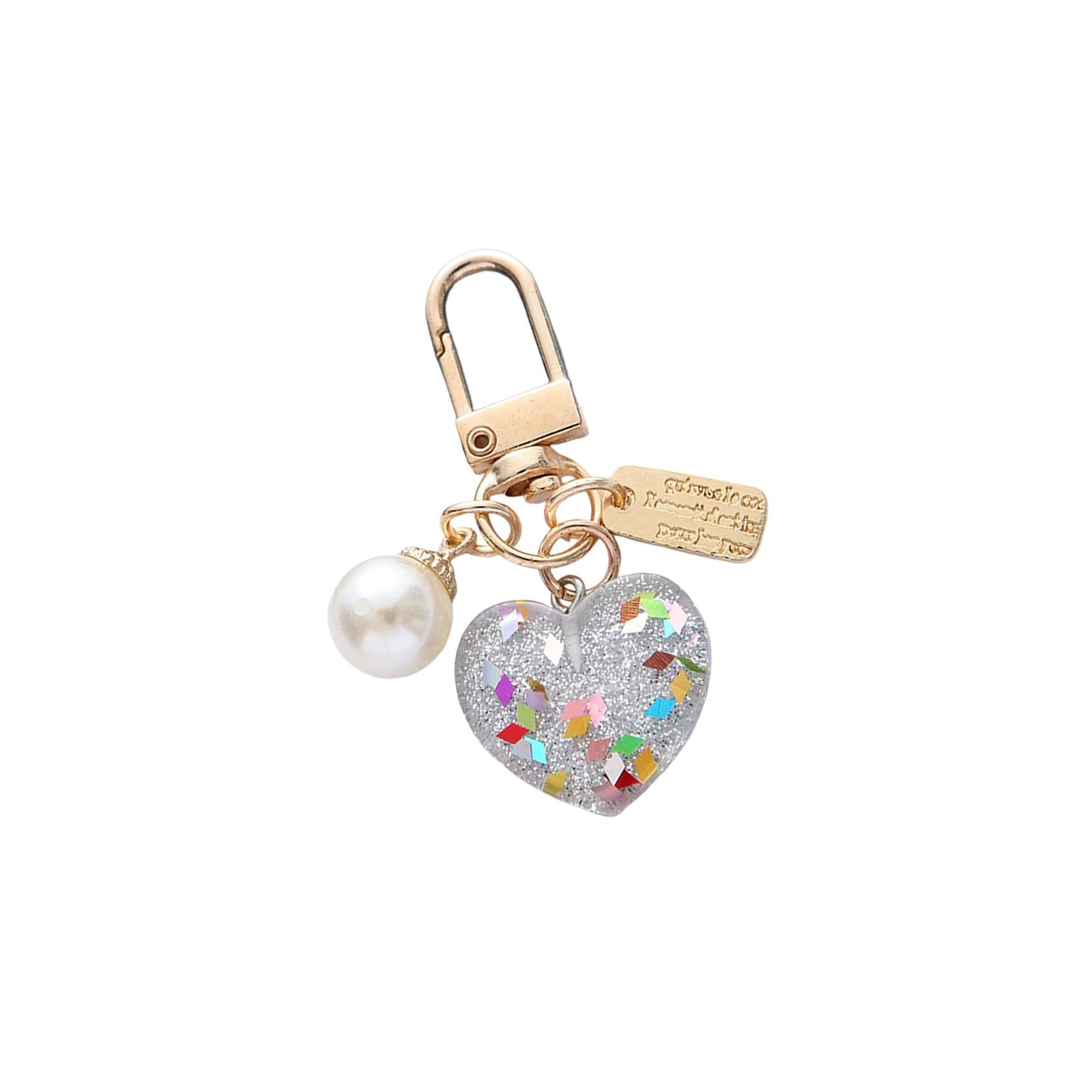 4xWomen Resin Heart Pendant Keychain Handbag Accessories Durable Lightweight