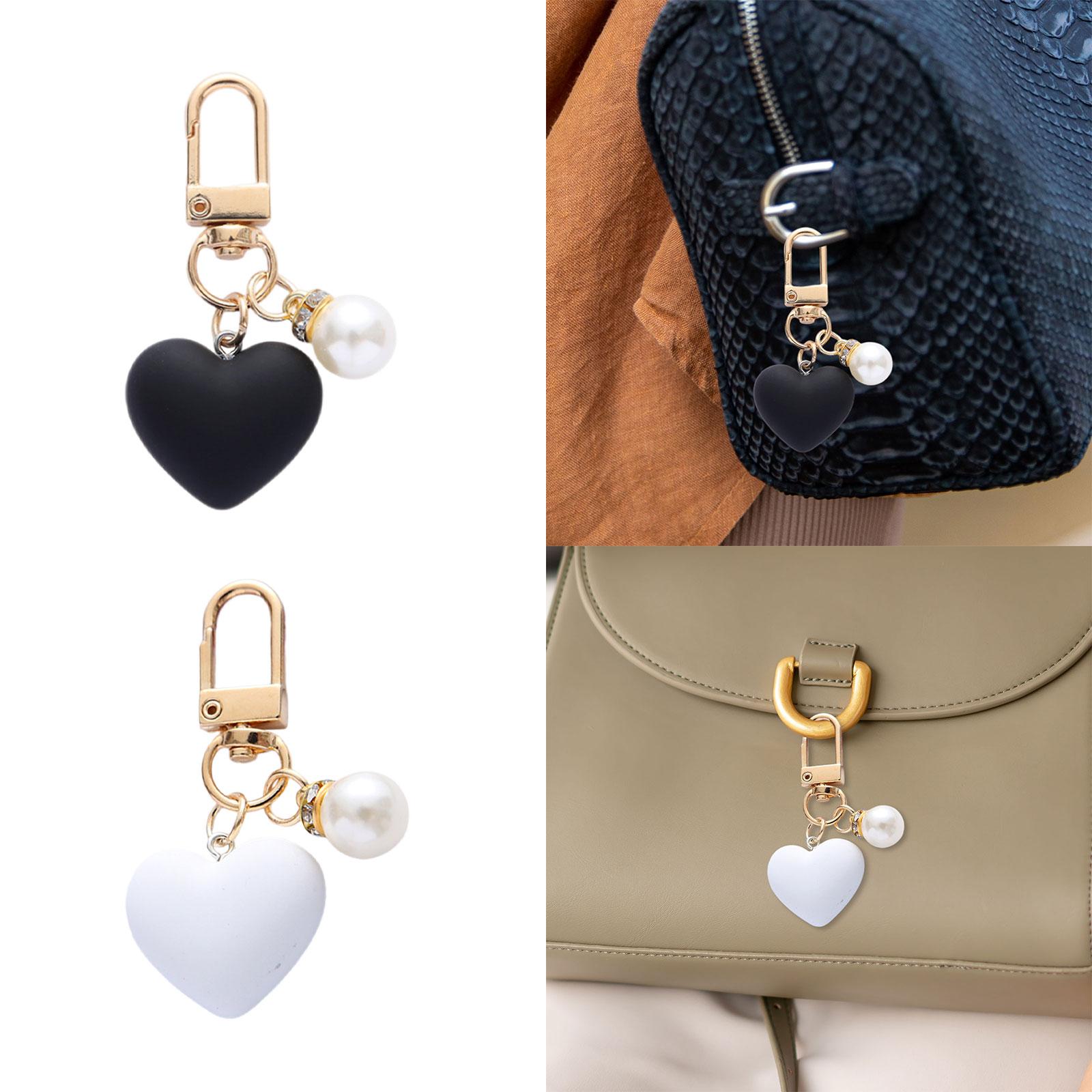 2xHeart Keyring Keychain Creative Gift for Key Backpack Handbag Decor Key Ring Black