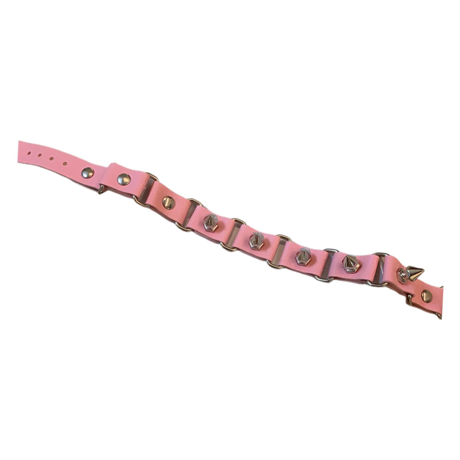 Punk PU Leather Choker Gothic Rivet Choker for Bar Birthday Gift Party Pink