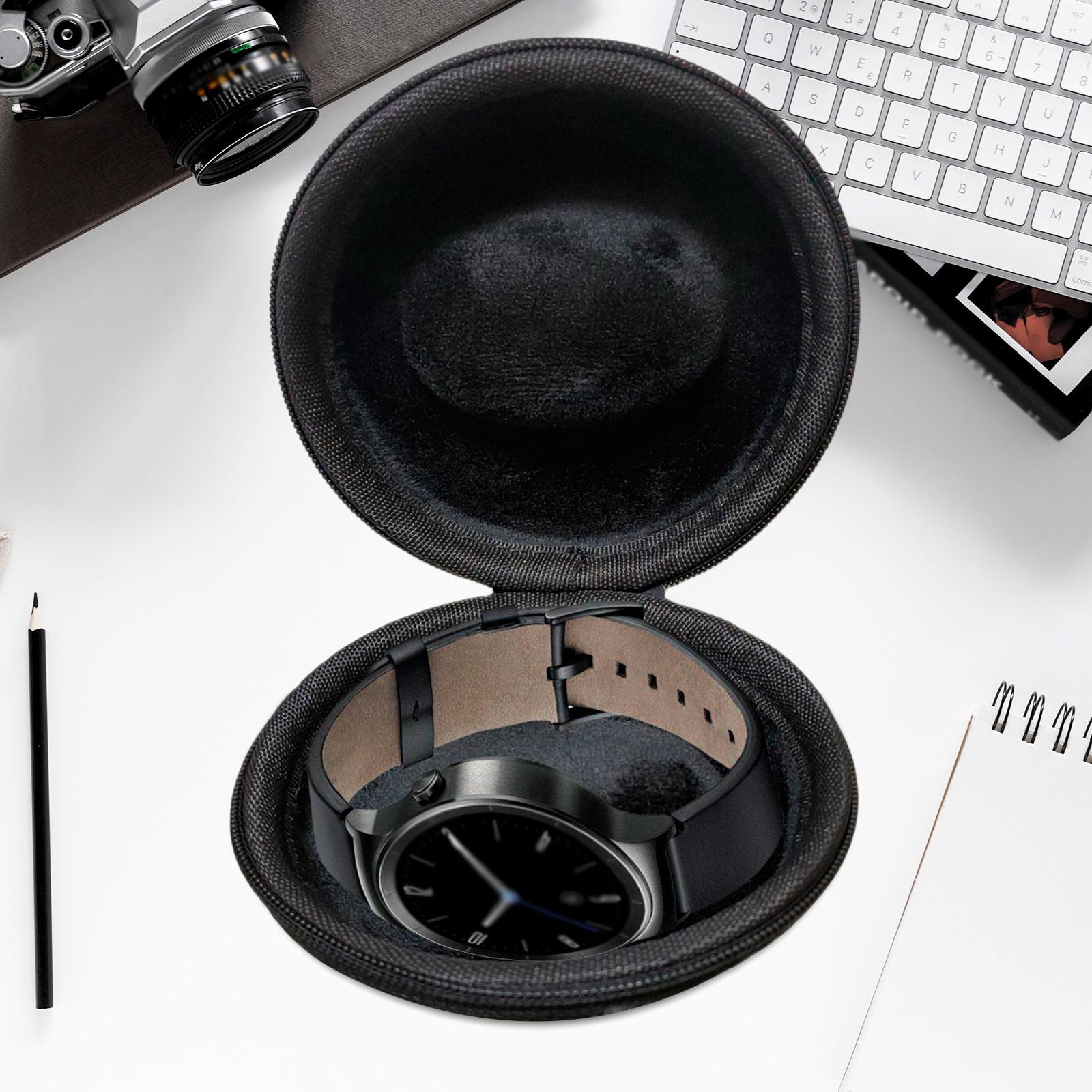 Portable Single Watch Box Storage Case Shock Resistant Interior Sturdy Black