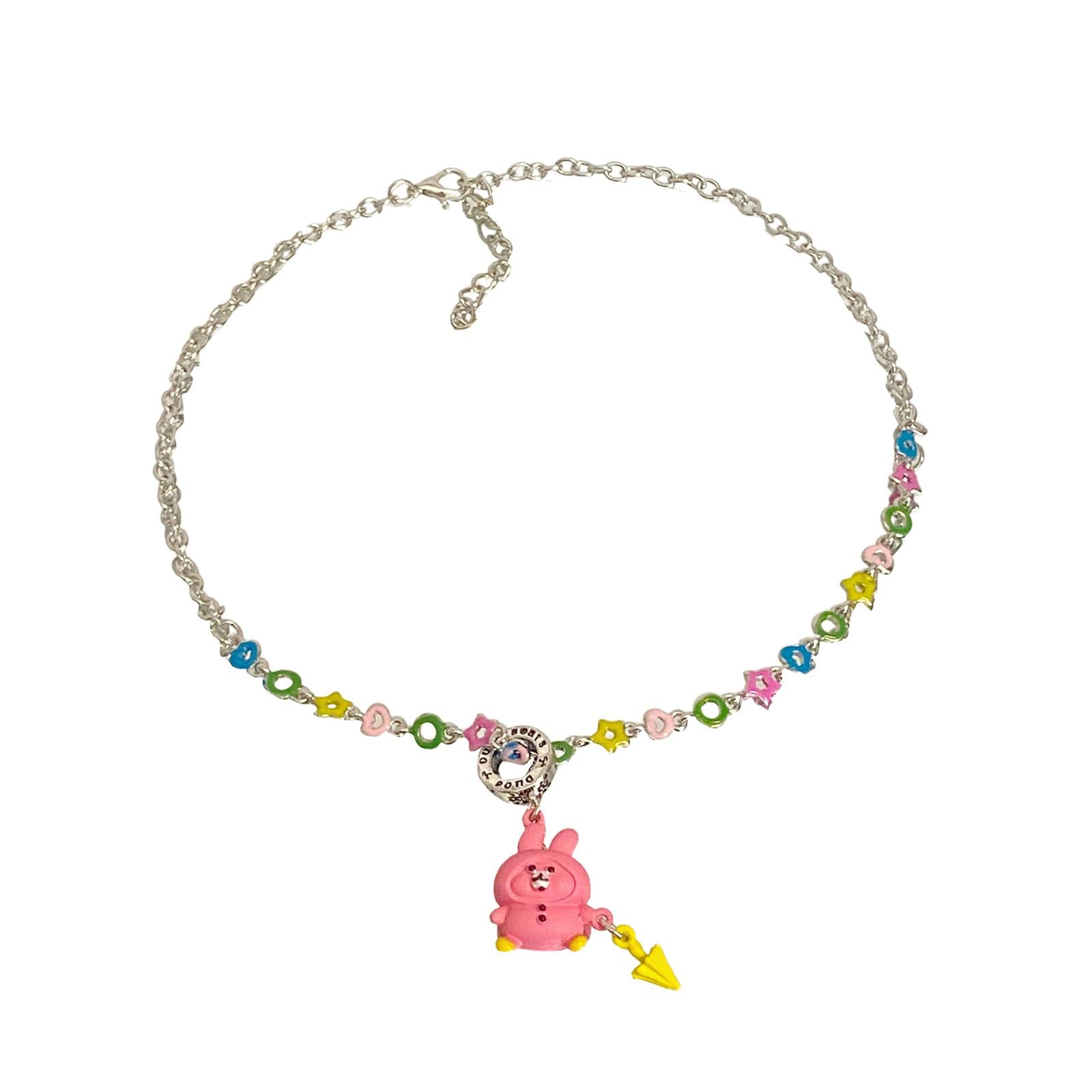 Colorful Choker Necklace Bunny Rabbit Pendant Necklace for Holiday Beach Her