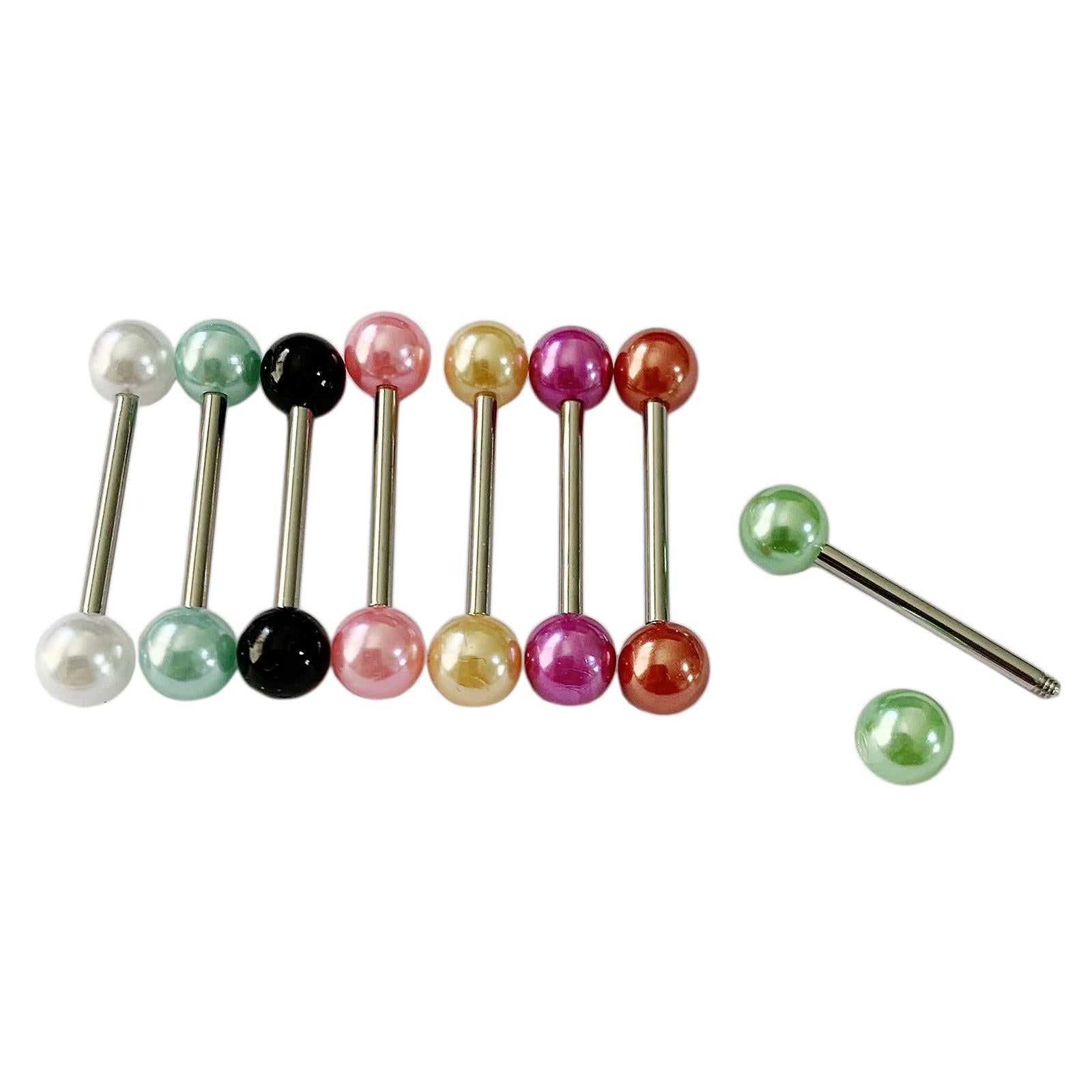 8x Acrylic Tongue Rings Fashion Multi Color Assortment Flexible Tongue Rings