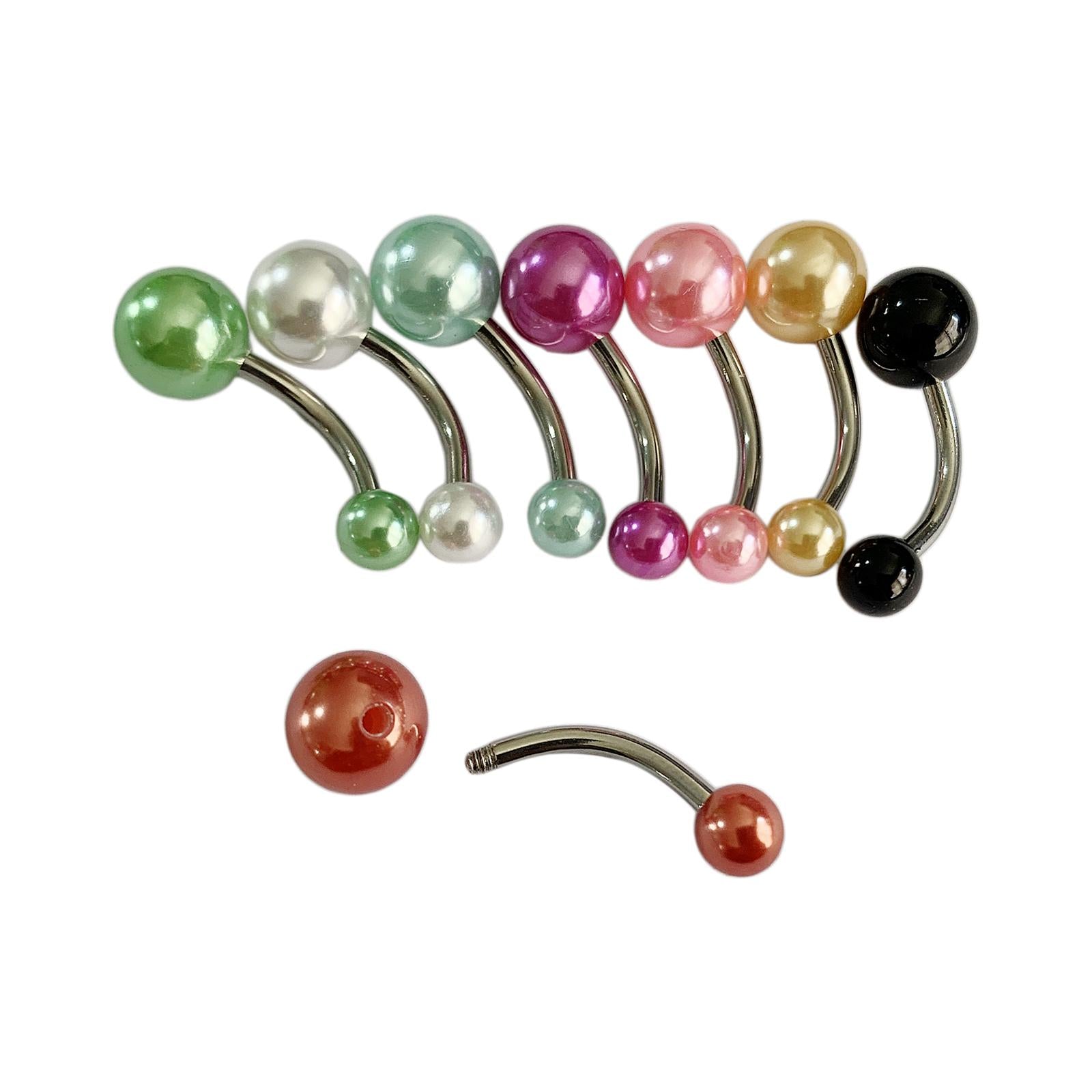 8 Pieces Assorted Colors Belly Button Rings 10mm 1.6mm Body Piercing Jewelry