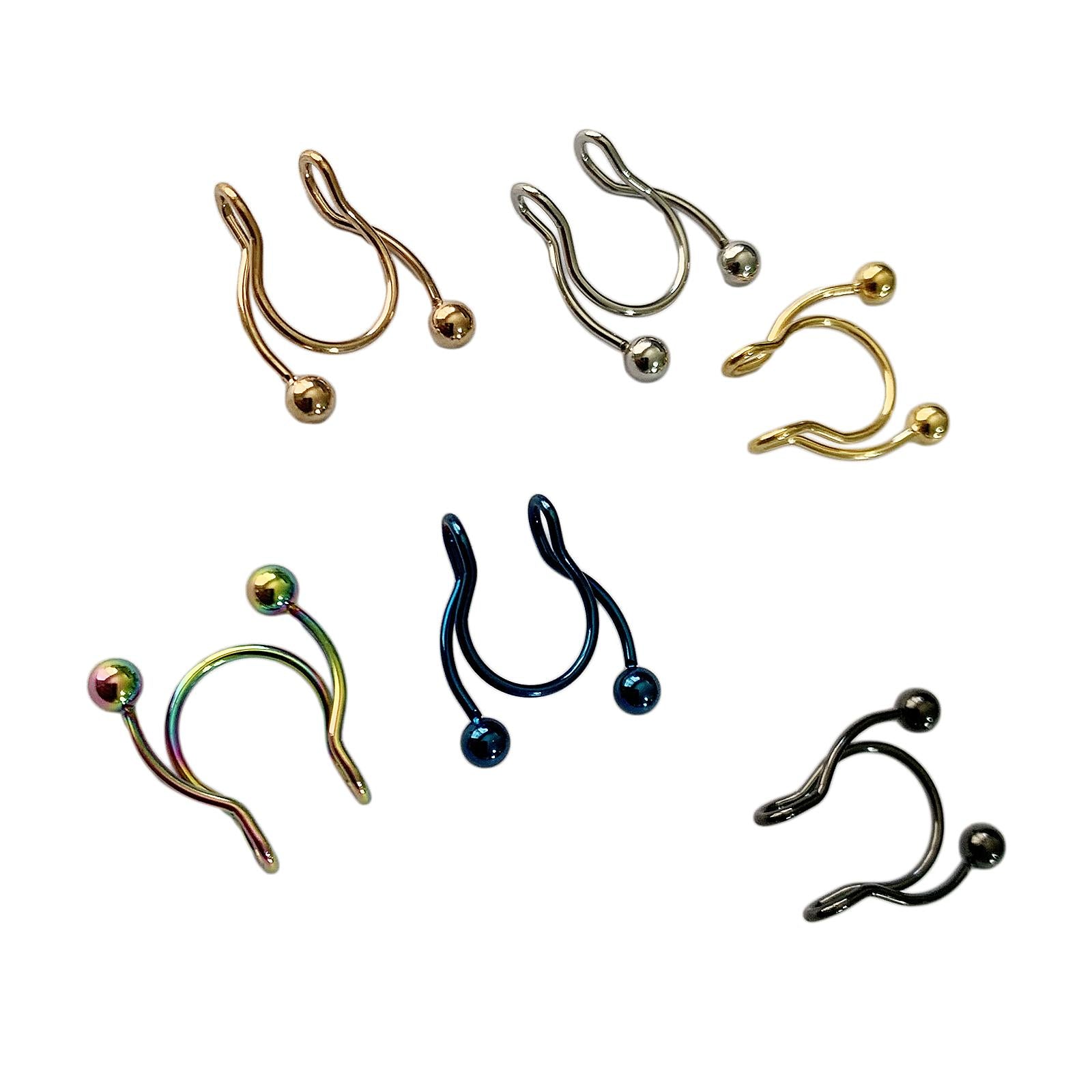 6Pcs Nose Rings Punk Style U Shape Nose Studs for Daily Wear Party Women Men