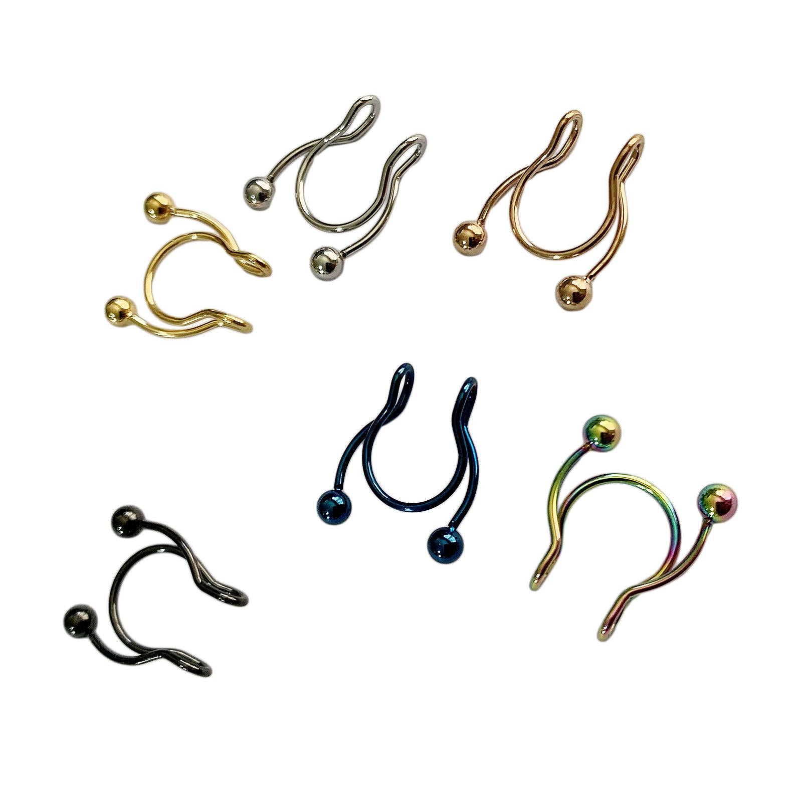 6Pcs Nose Rings Punk Style U Shape Nose Studs for Daily Wear Party Women Men