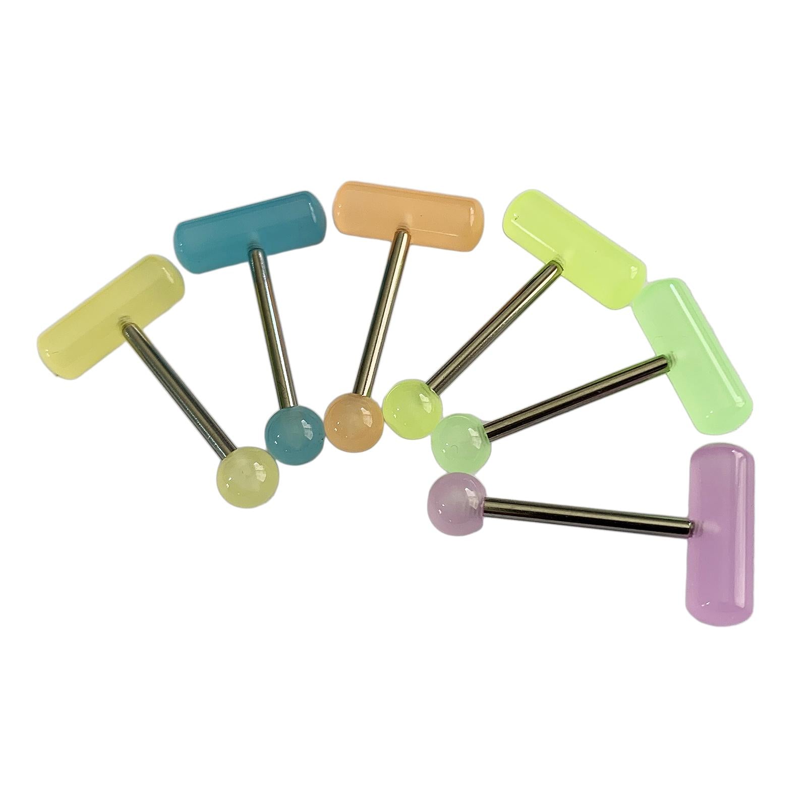 6x Capsule Tongue Rings Durable Professional Tongue Piercing Jewelry