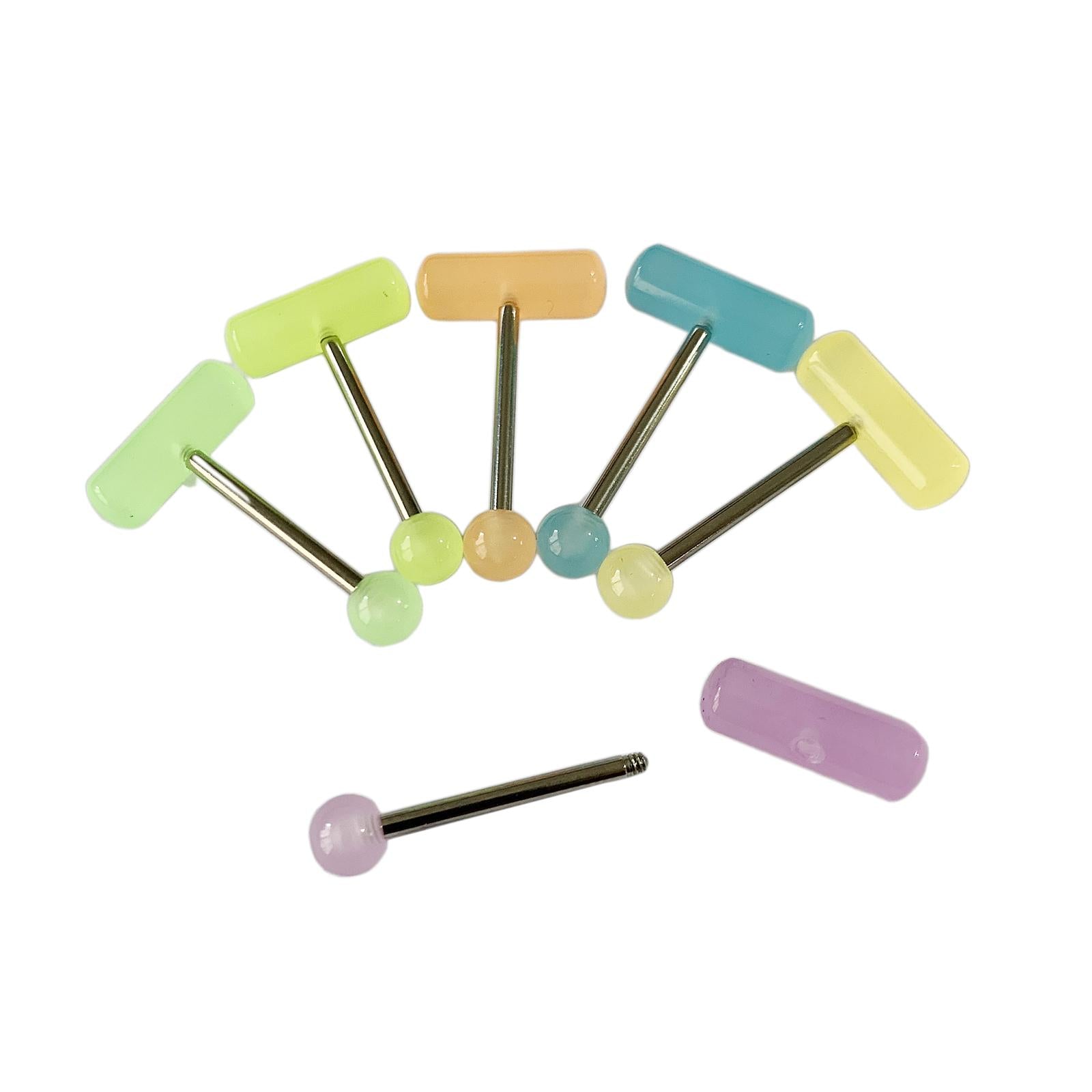 6x Capsule Tongue Rings Durable Professional Tongue Piercing Jewelry