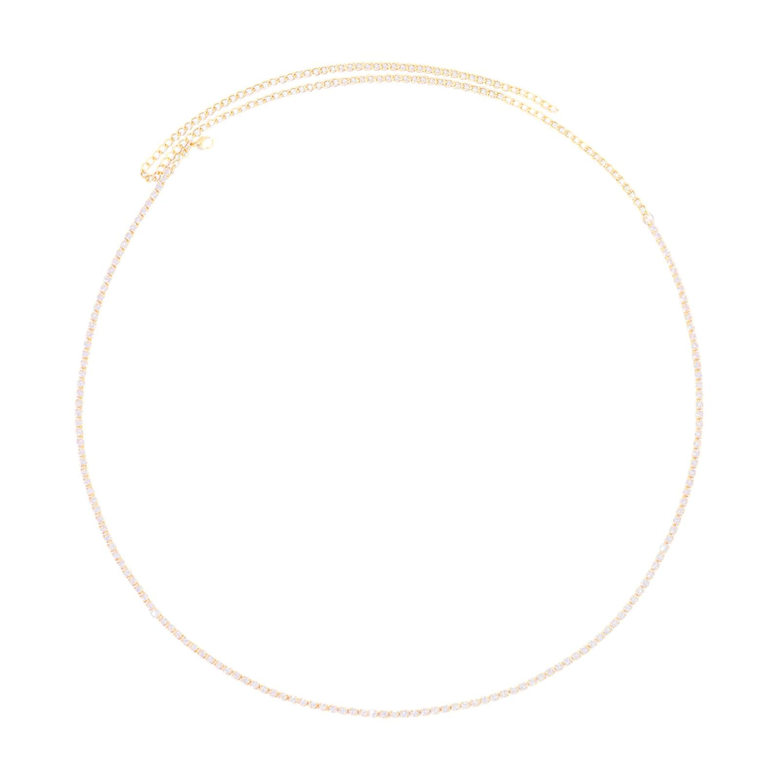 Women Waist Chain Rhinestones Versatile Belly Chain for Prom Nightclub Jeans Golden