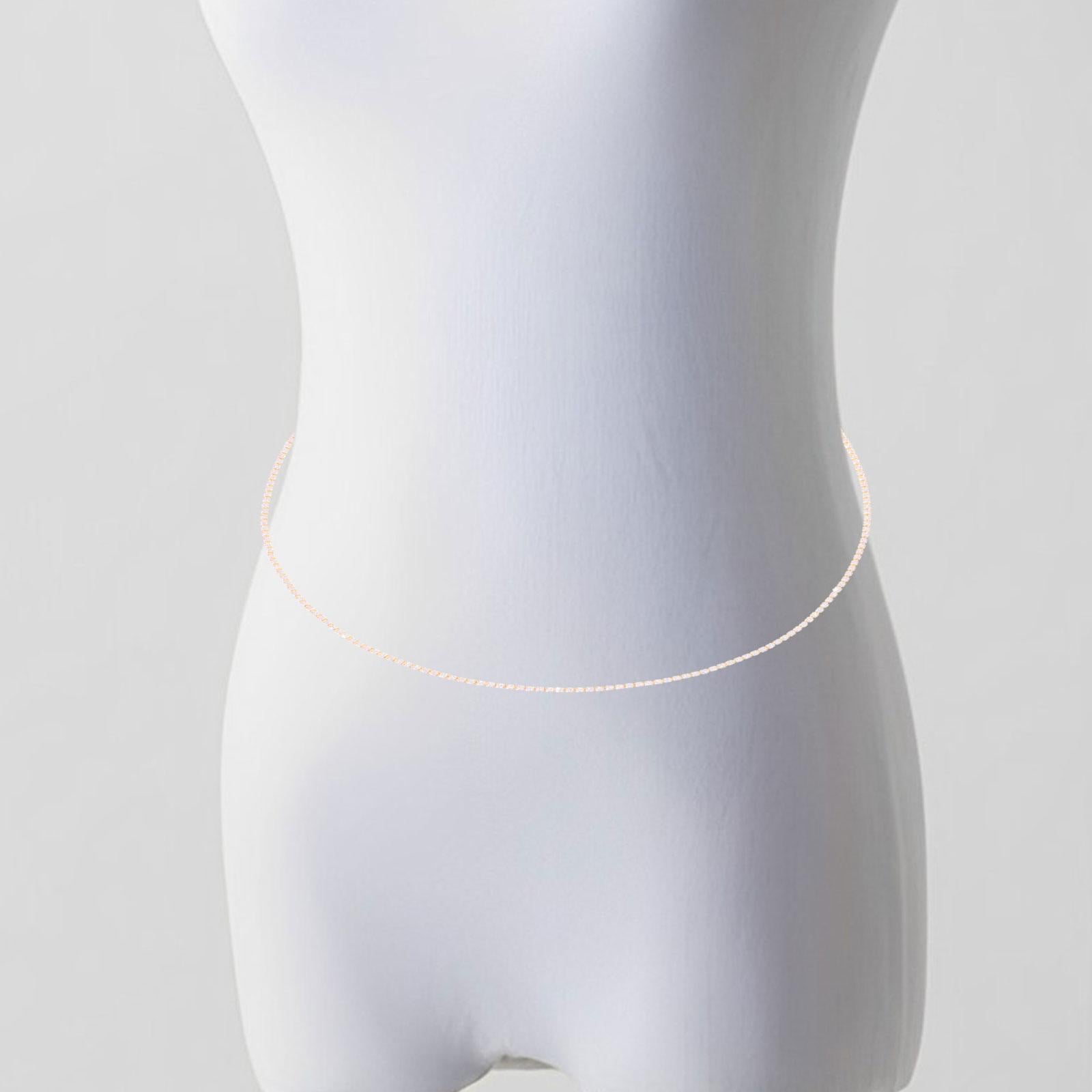 Women Waist Chain Rhinestones Versatile Belly Chain for Prom Nightclub Jeans Golden