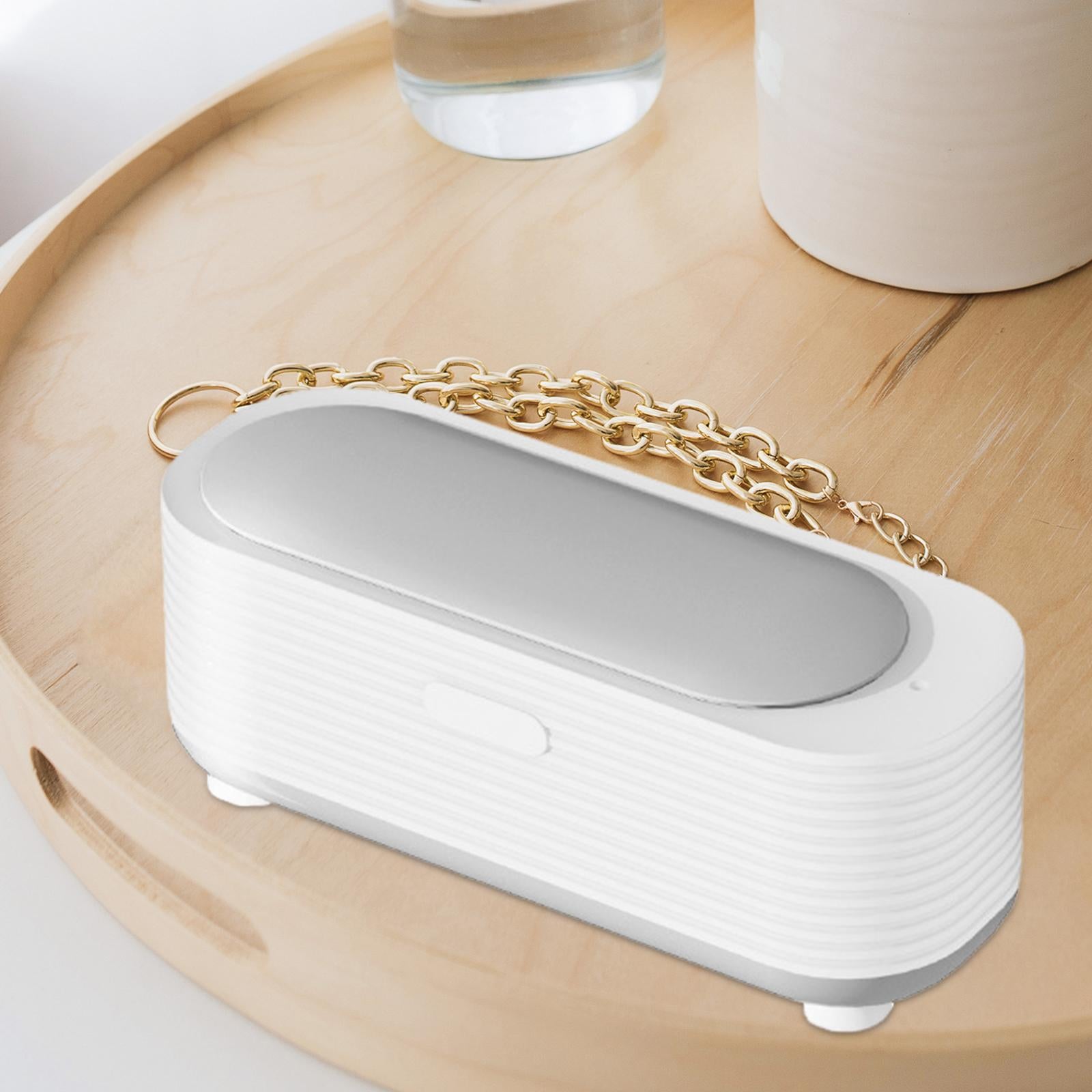 Jewelry Cleaner Machine 47KHz Silver Cleaner for Necklaces Keys Heads White