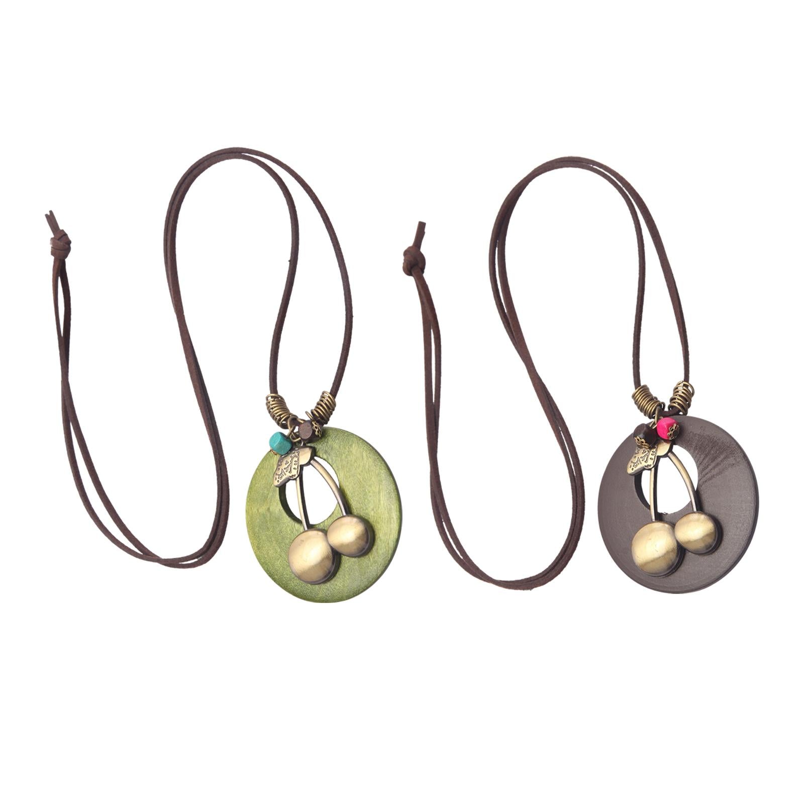 Cherry Pendant Necklace Vintage Style Charm Necklace for Party Women Wedding green