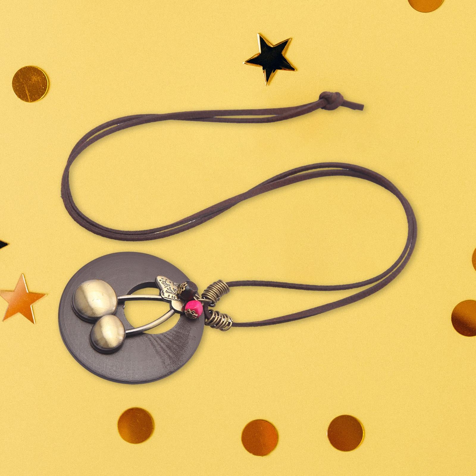 Cherry Pendant Necklace Vintage Style Charm Necklace for Party Women Wedding brown