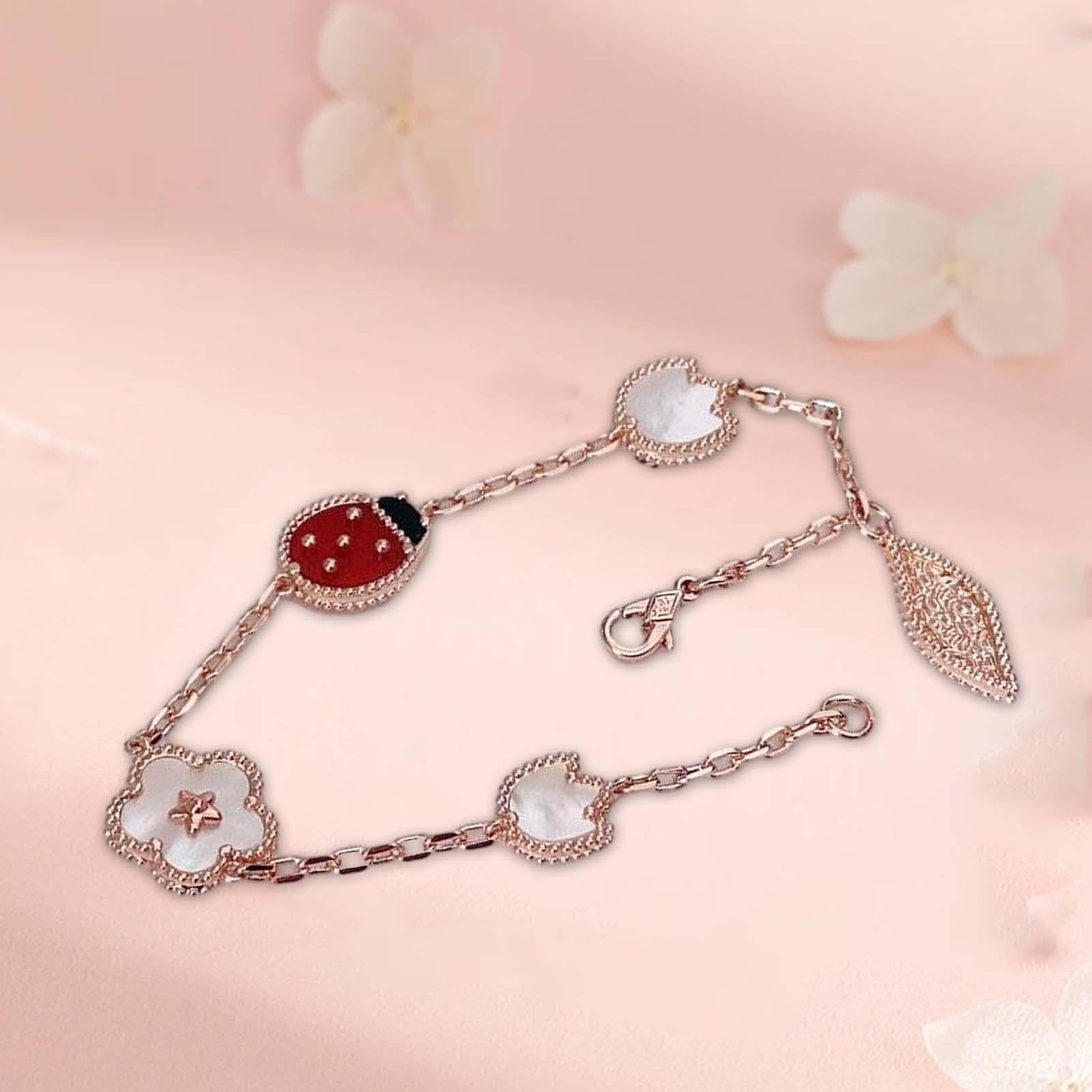 Bracelet for Women Jewelry Gift Titanium Steel Trendy Ladybug Charm Bracelet Style C