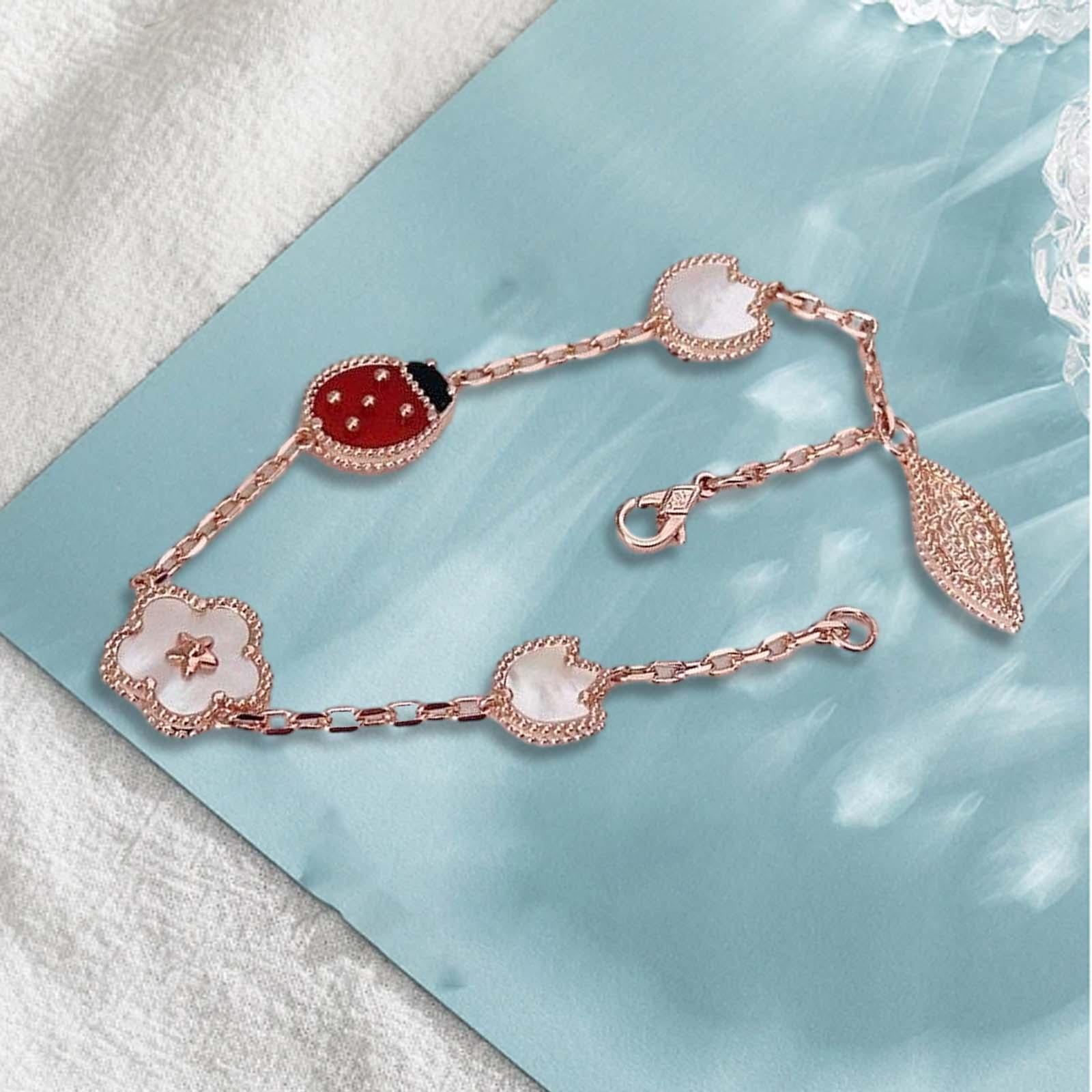 Bracelet for Women Jewelry Gift Titanium Steel Trendy Ladybug Charm Bracelet Style C