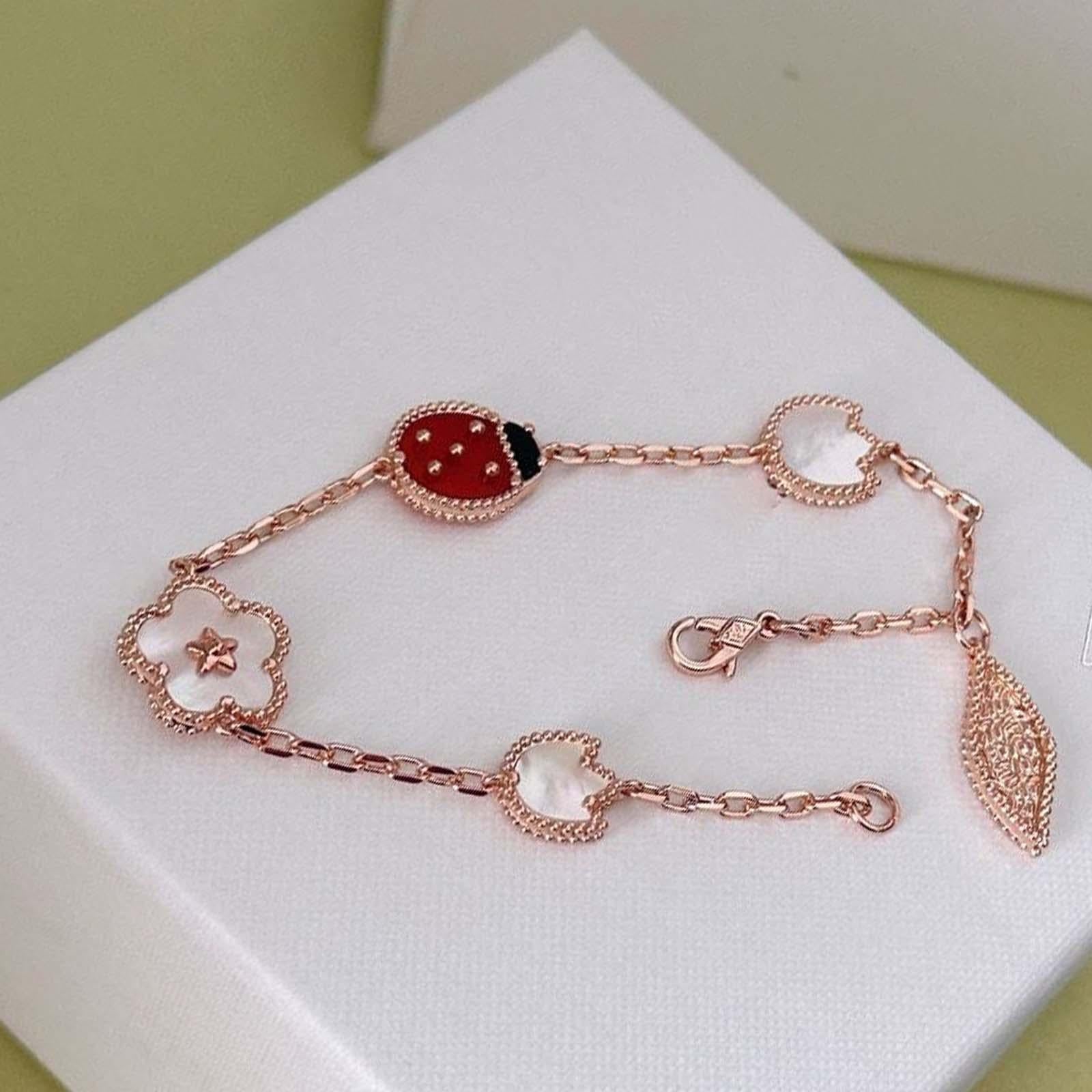 Bracelet for Women Jewelry Gift Titanium Steel Trendy Ladybug Charm Bracelet Style C