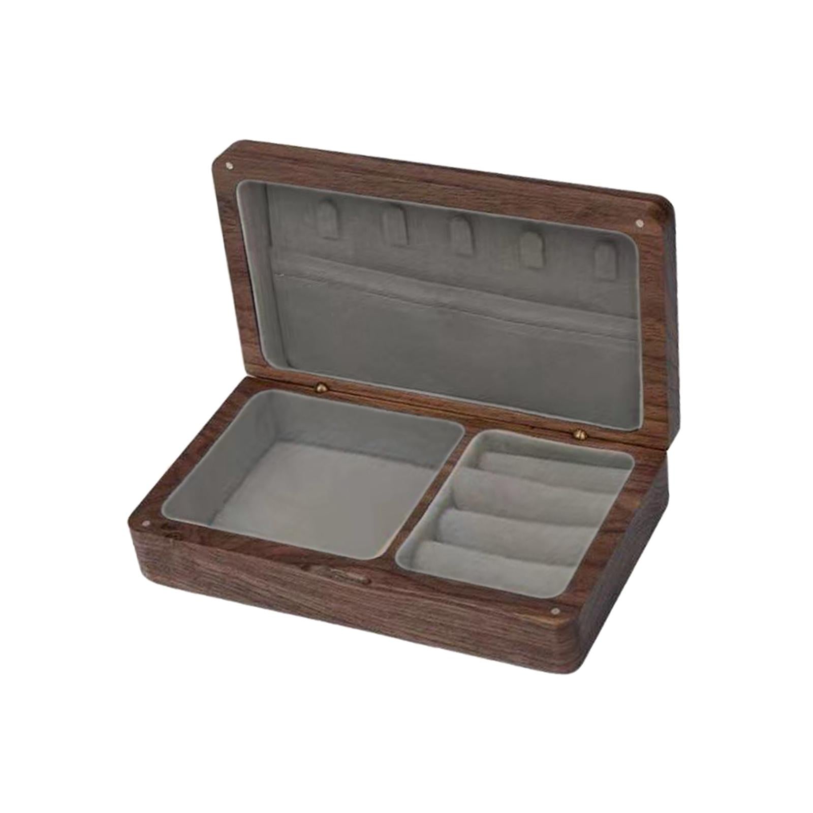Wooden Jewelry Box Holder Rectangle Jewelry Case for Wedding Home Decoration black walnut gray