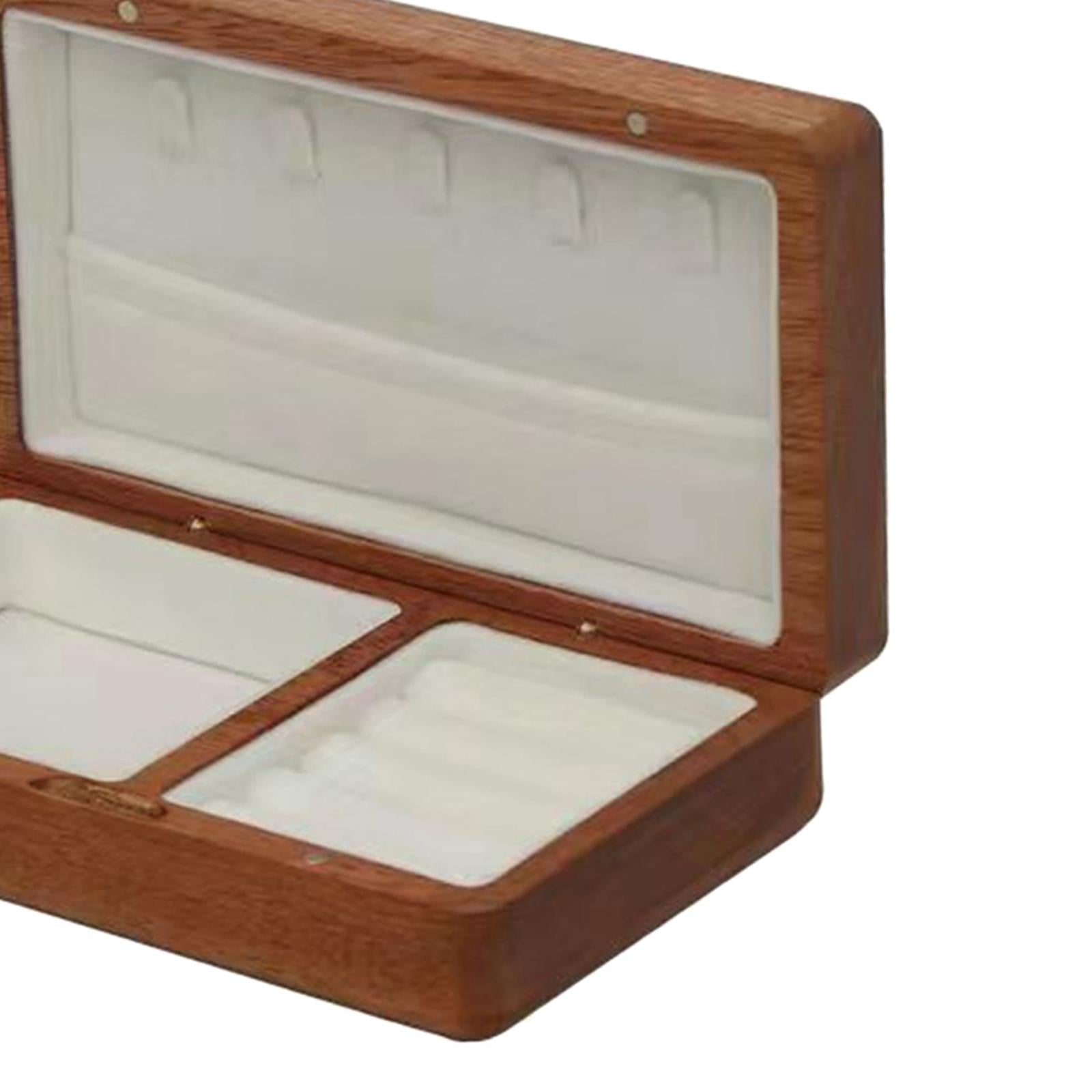 Wooden Jewelry Box Holder Rectangle Jewelry Case for Wedding Home Decoration Khaki white