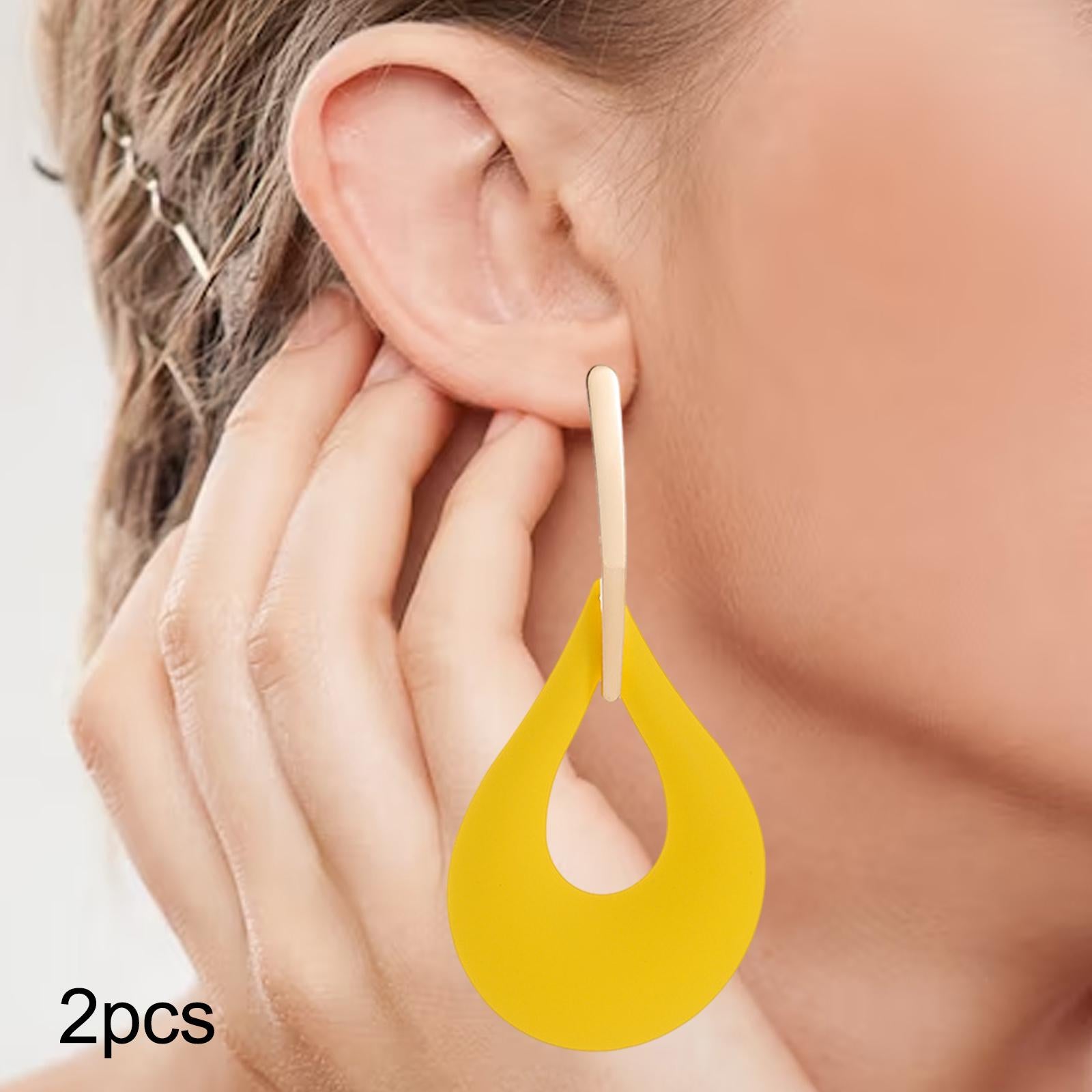 Drop Shape Earrings Women Dangle Earrings for Engagement Daily Wear Birthday yellow