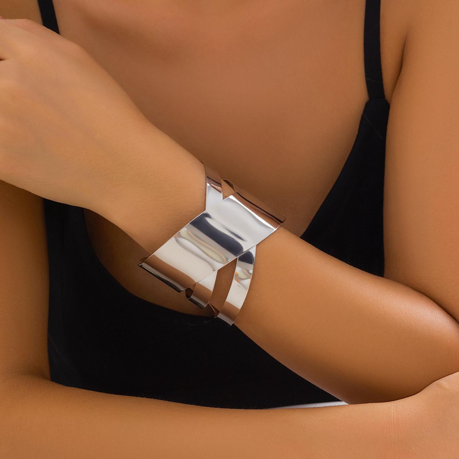 Open Bracelet Charms Minimalist Wrist Bangle for Birthday Party Ladies Girls Style A Silver