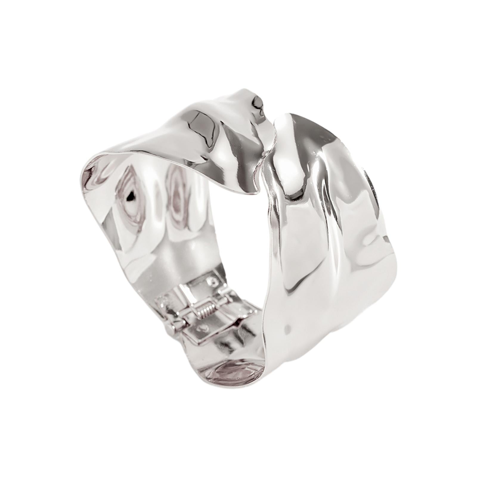 Open Bracelet Charms Minimalist Wrist Bangle for Birthday Party Ladies Girls Style B Silver