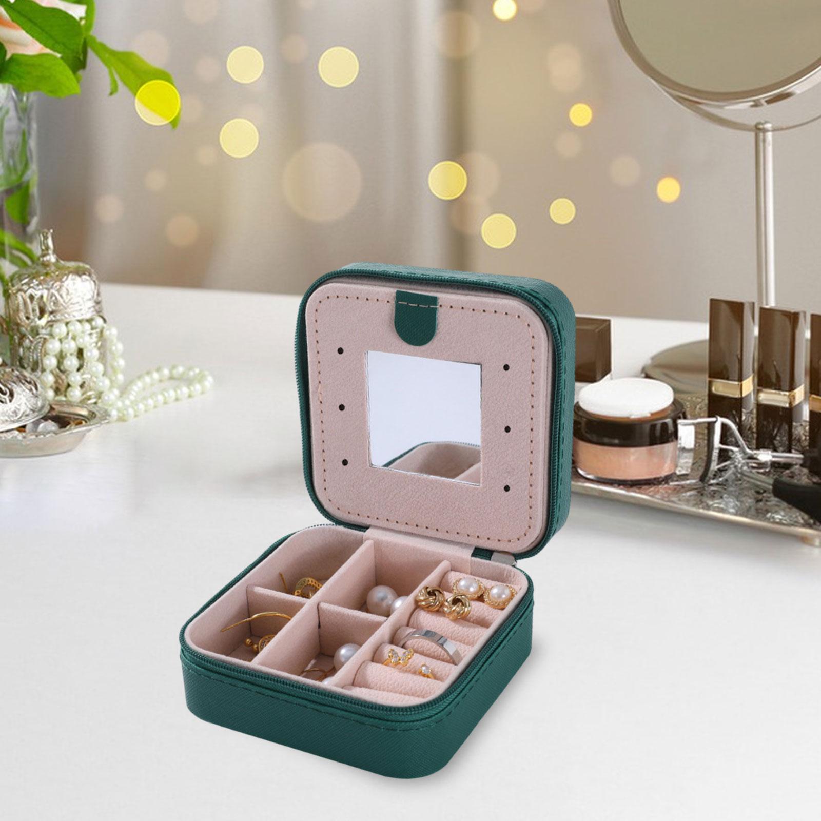 Jewelry Box Women Jewelry Organizer Display for Necklace Earrings Stud Charm Green