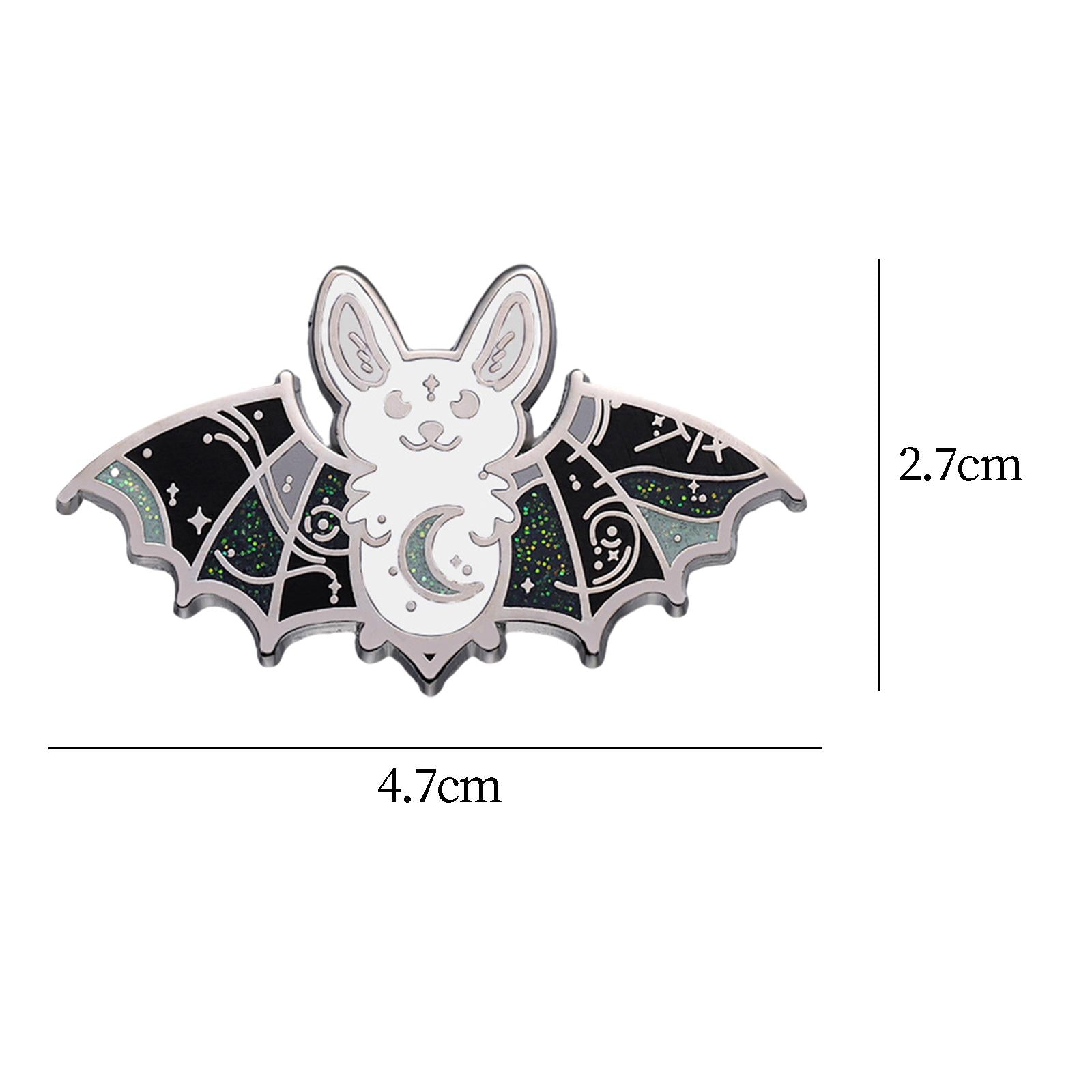 Cartoon Bat Brooch Creepy Birthday Gift Hard Enamel Pin for Hat Sweater Coat Silver