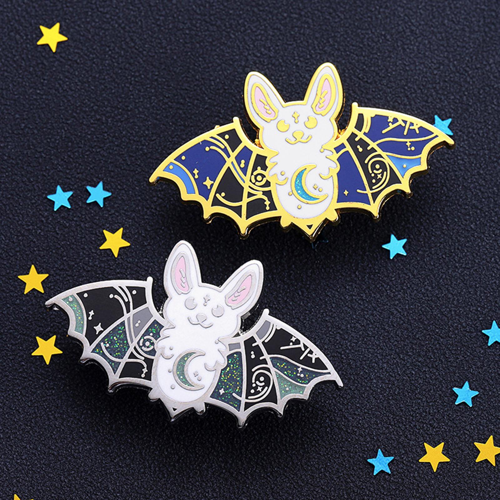 Cartoon Bat Brooch Creepy Birthday Gift Hard Enamel Pin for Hat Sweater Coat Silver