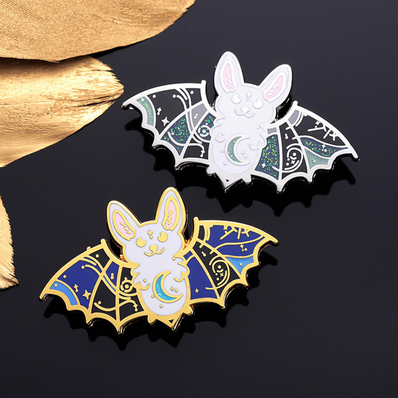 Cartoon Bat Brooch Creepy Birthday Gift Hard Enamel Pin for Hat Sweater Coat Silver