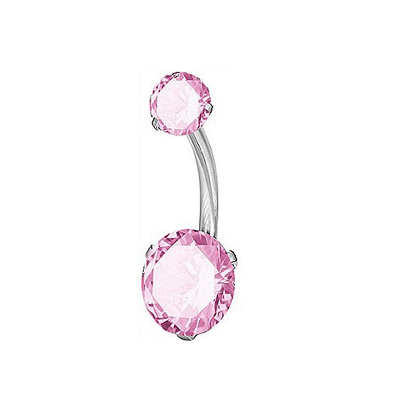 12Pcs Belly Button Rings Pink Navel Barbell Stud Trendy Navel Piercing Rings