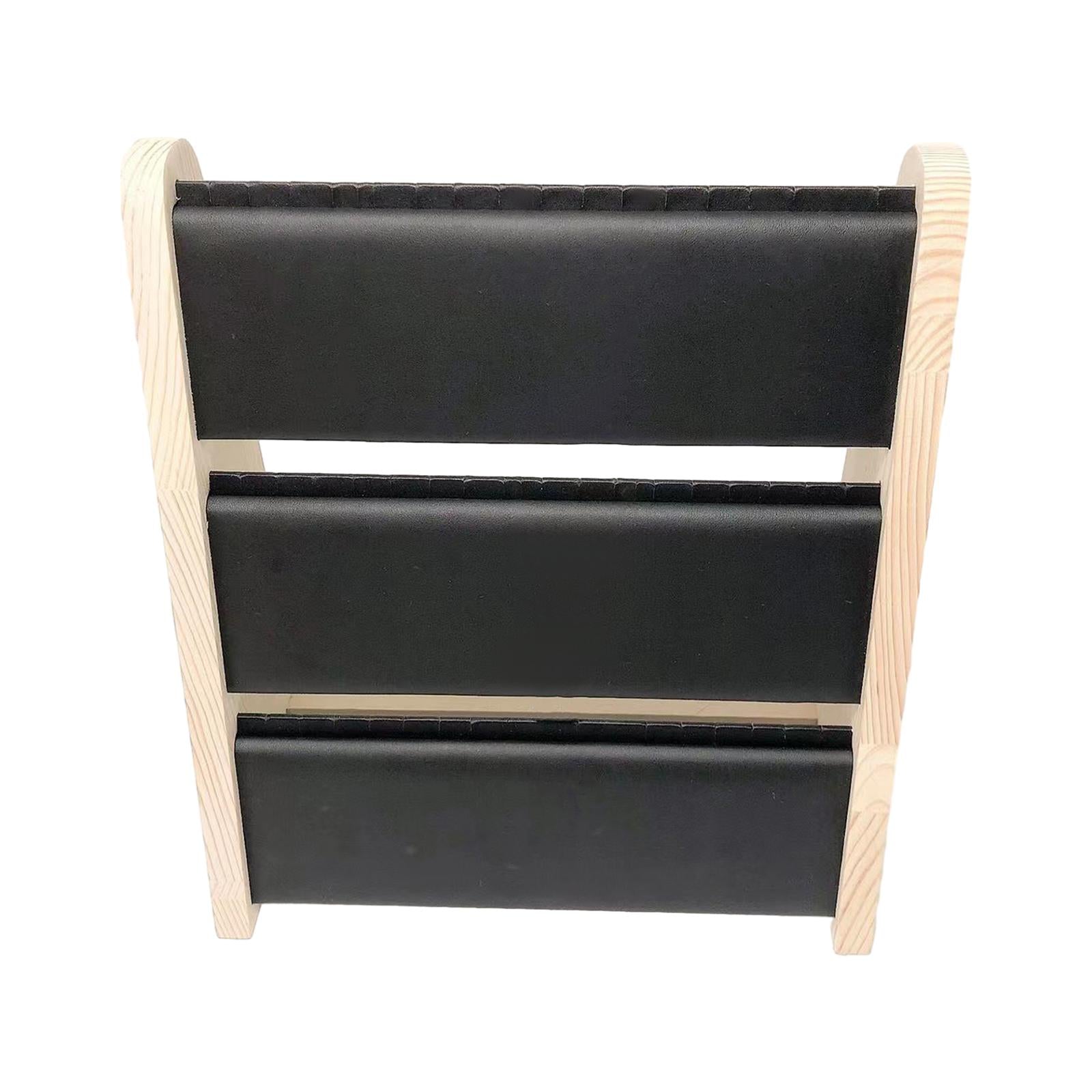 Necklace Display Stand Solid Wood Three Layers Tabletop Jewelry Display Rack Black