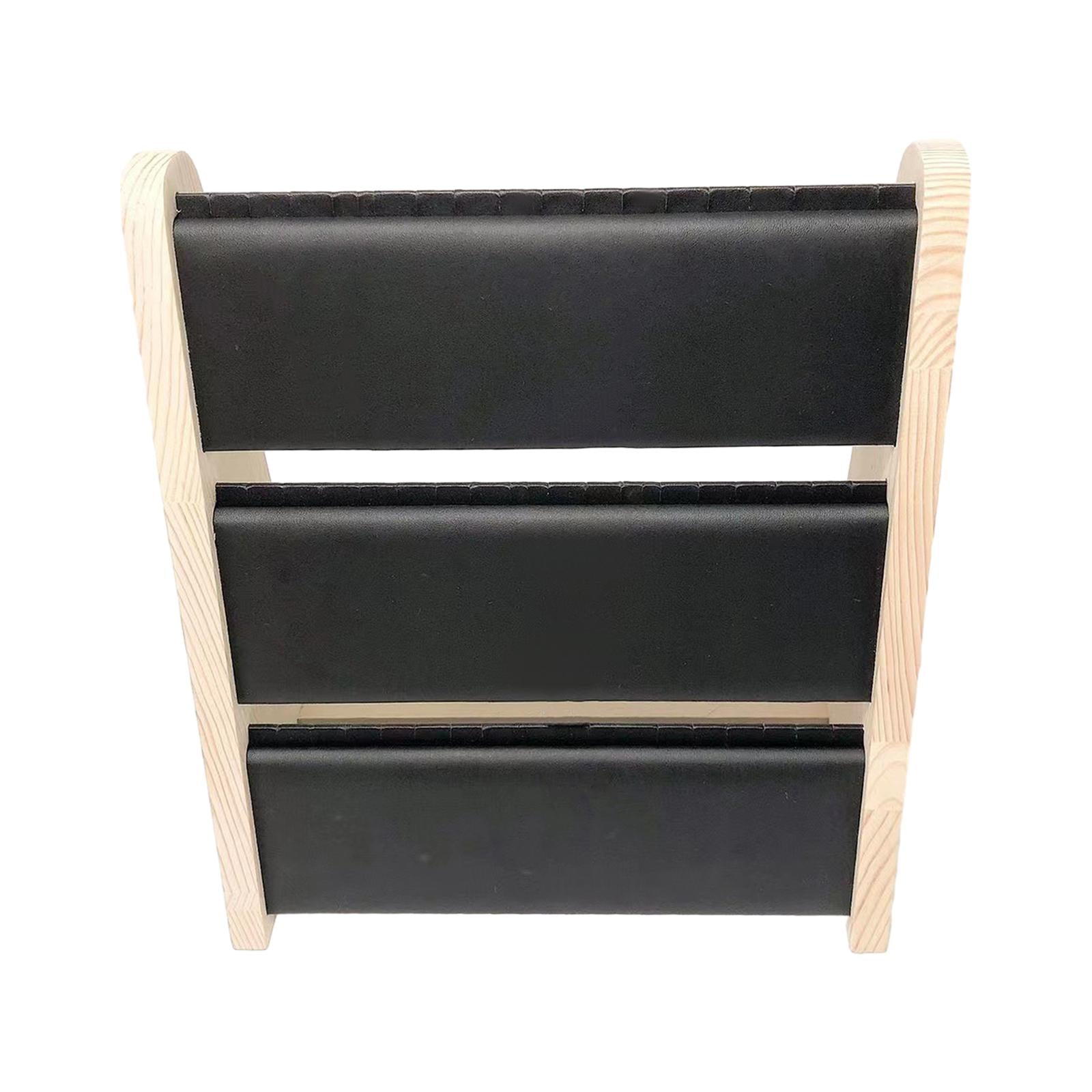 Necklace Display Stand Solid Wood Three Layers Tabletop Jewelry Display Rack Black