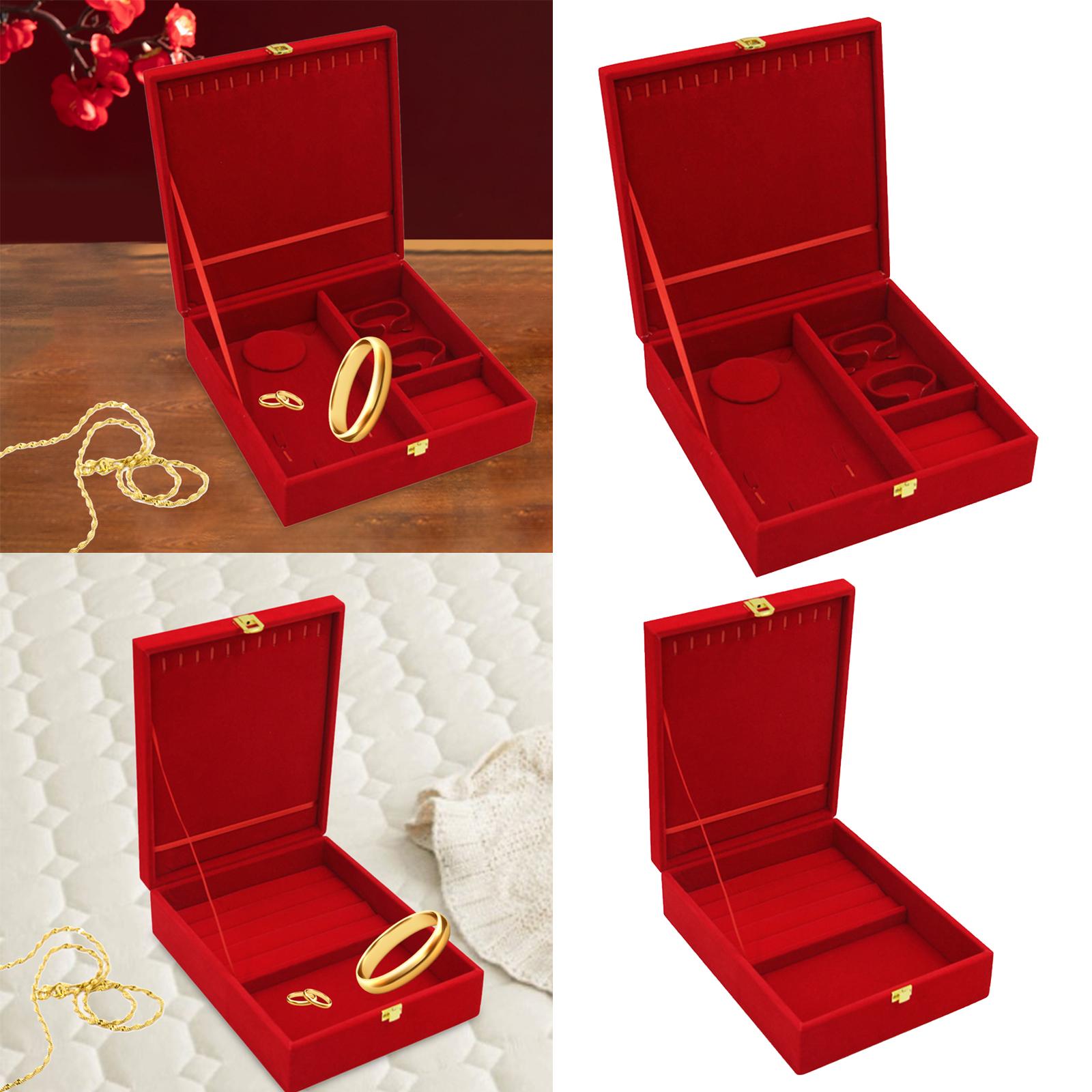 Wedding Jewelry Set Gift Box Red Velvet Jewelry Box for Valentine Gift Gifts 25cmx25cmx7.5cm