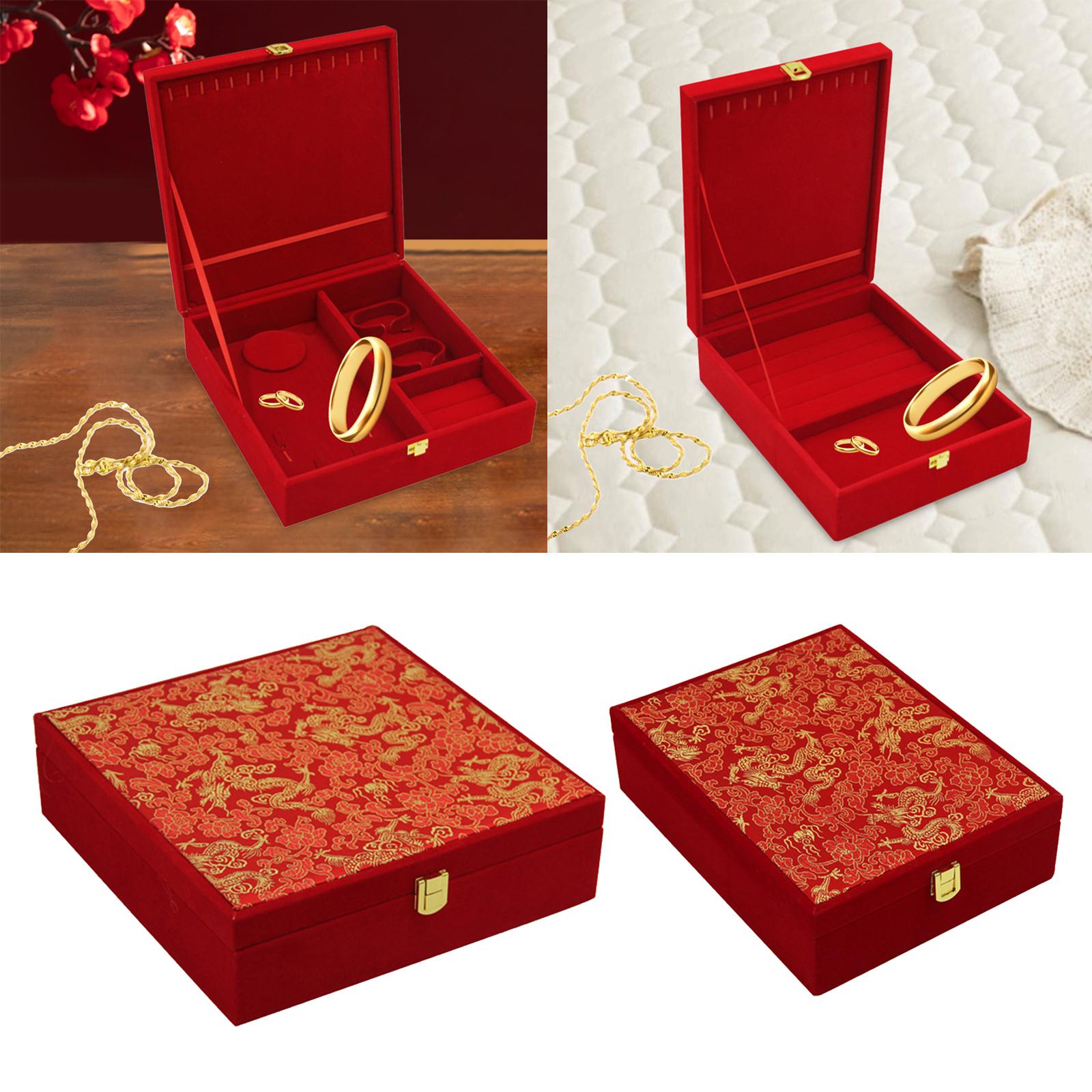 Wedding Jewelry Set Gift Box Red Velvet Jewelry Box for Valentine Gift Gifts 25cmx25cmx7.5cm