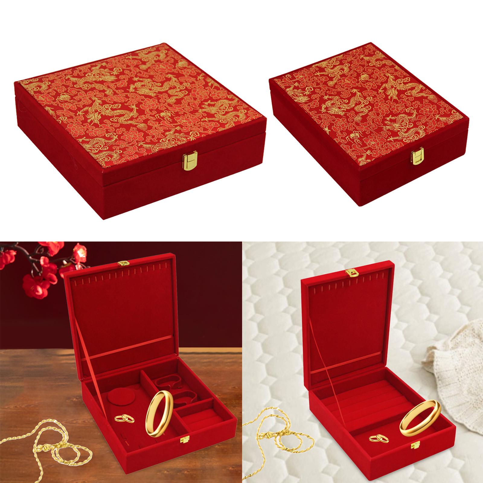 Wedding Jewelry Set Gift Box Red Velvet Jewelry Box for Valentine Gift Gifts 25cmx25cmx7.5cm