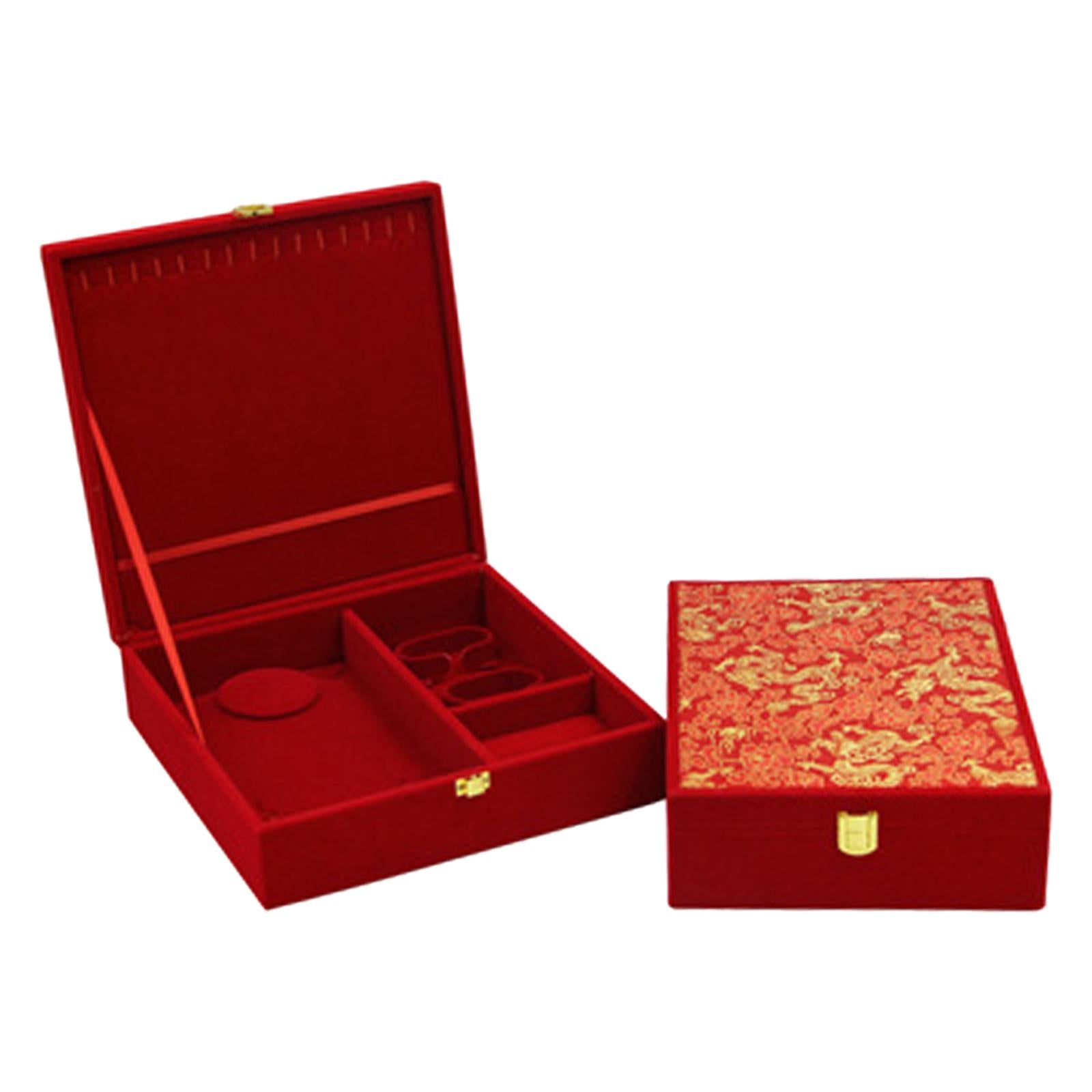 Wedding Jewelry Set Gift Box Red Velvet Jewelry Box for Valentine Gift Gifts 25cmx25cmx7.5cm