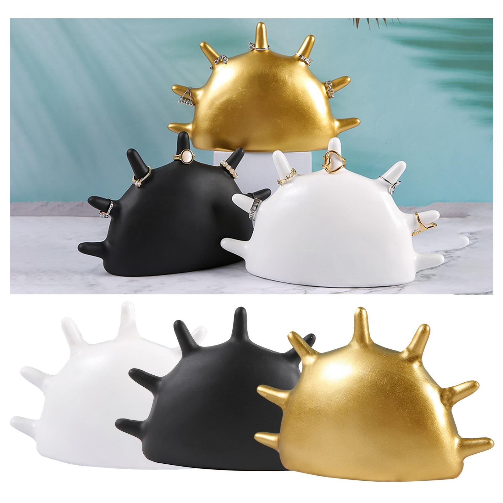 Fingertip Rings Stand Palm Shape Keys Trinket Tray for Cabinet Bathroom Table white